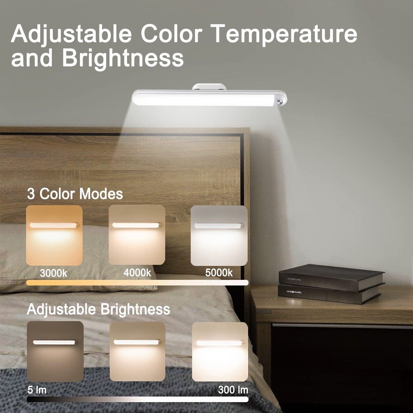 Bunk Bed Lights Dimmable Touch Light Bar Adjustable Color Temperature, Wireless Stick on Lighting for Kids, Wall Reading, Headboard Lamp, Bedroom