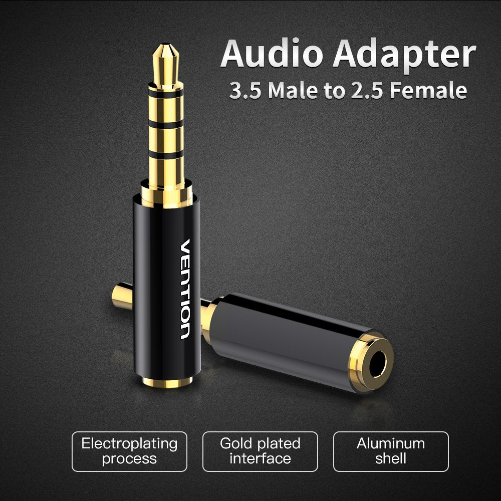 VENTION 3.5mm Male to 2.5mm Female Audio Adapter(2 Pack), 2.5mm Female to 3.5mm Male Gold Plated Audio Jack Connector Stereo/Mono Auxiliary Plug