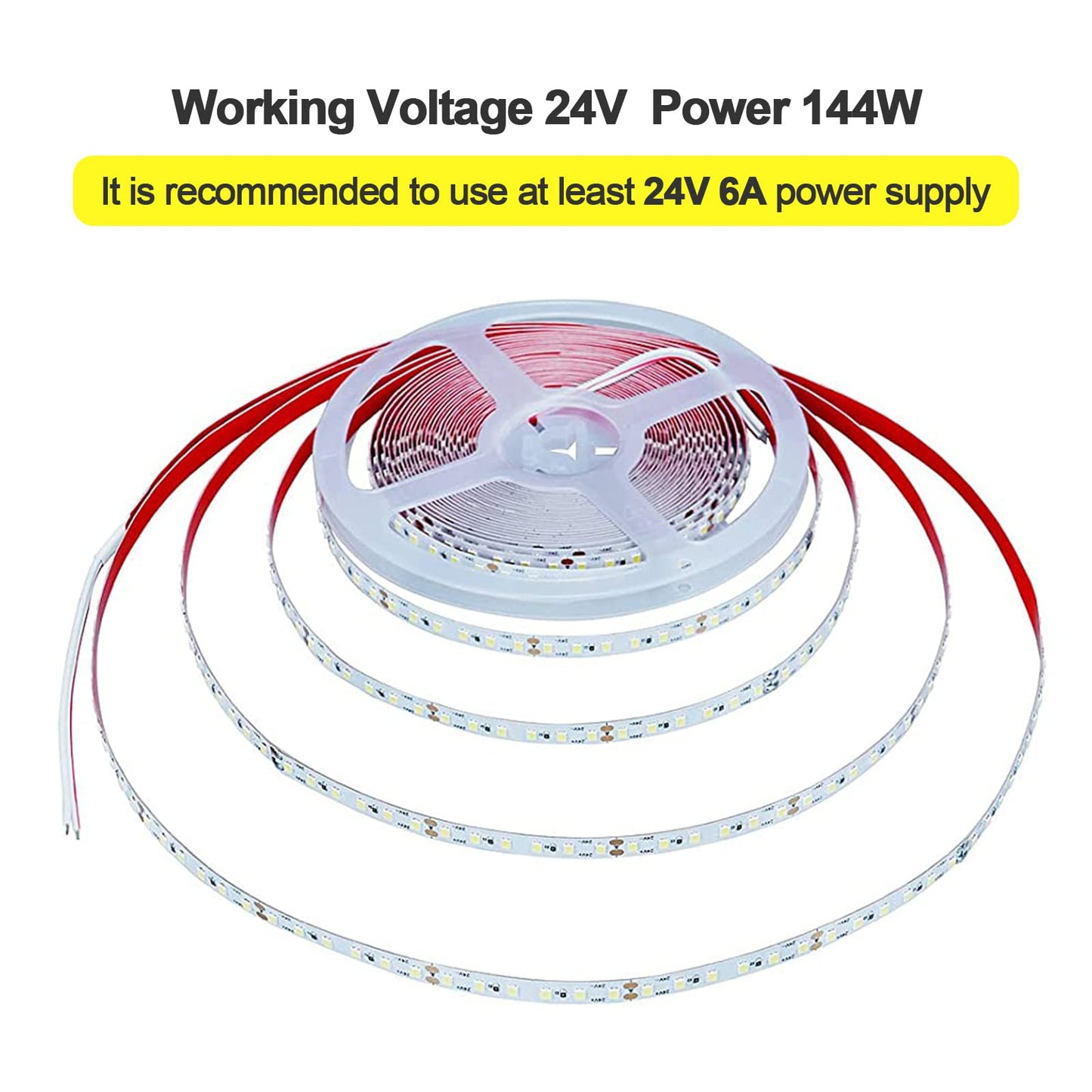 KXZM 24V 65.6ft/20m LED Strip Light Natural White 4000K 2400LEDs High Brightness 12000LM SMD2835 Flexible No-Waterproof IP20 LED Tape for Kitchen