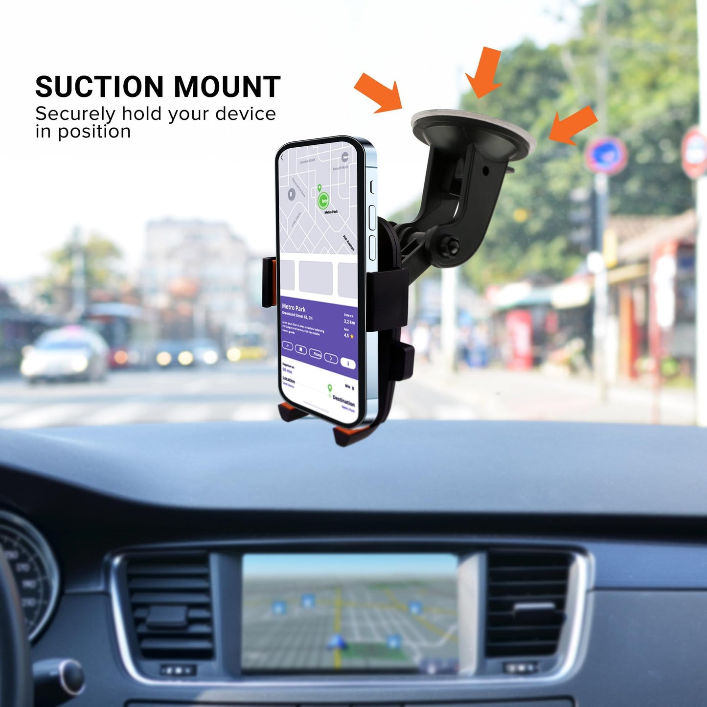 Armor All Phone Mount for Cars, 3-in-1 Phone Holder, Suction Dashboard, Windshield, & Vent Mount, 360° Rotation, Fits iPhone Max, Android, and All
