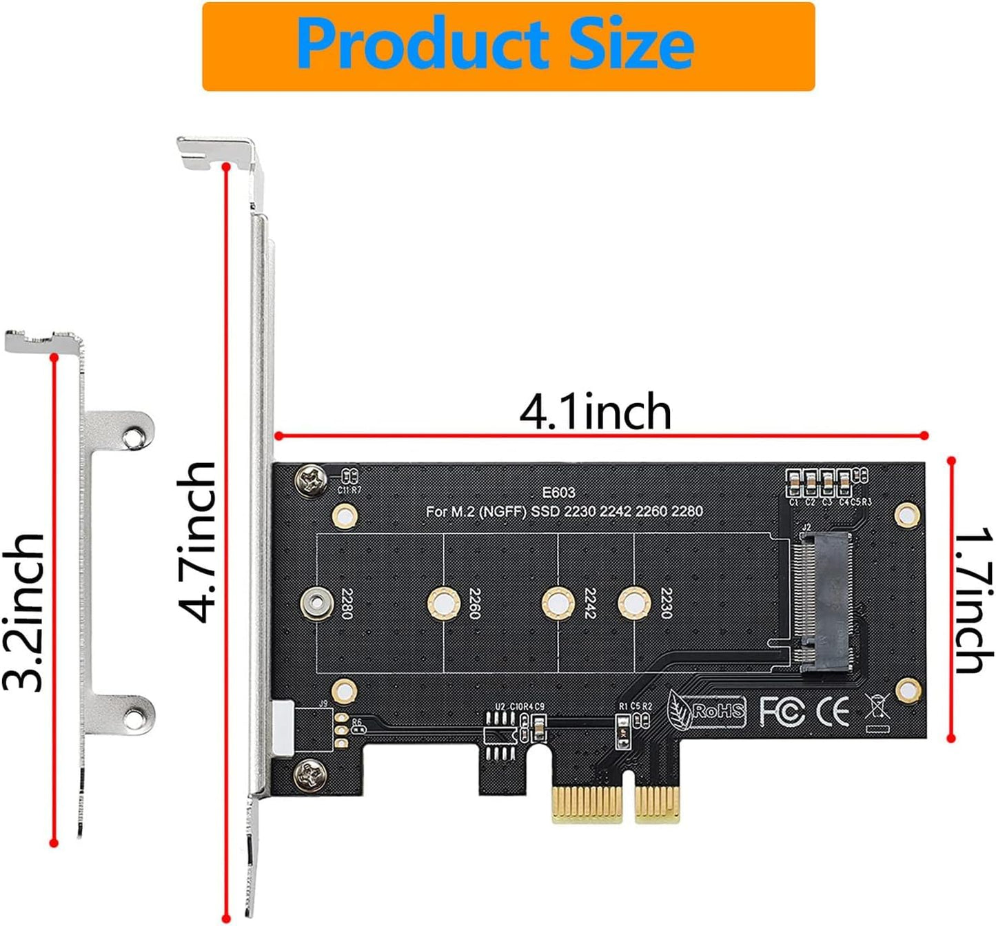 Black M.2 PCIe to PCIe 3.0 x1 NVMe Controller Expansion Card for M-Key M.2 SSD 2280/2260/2242/2230 Riser Card,Supports M2 NGFF PCI-e 3.0, 2.0,1.0