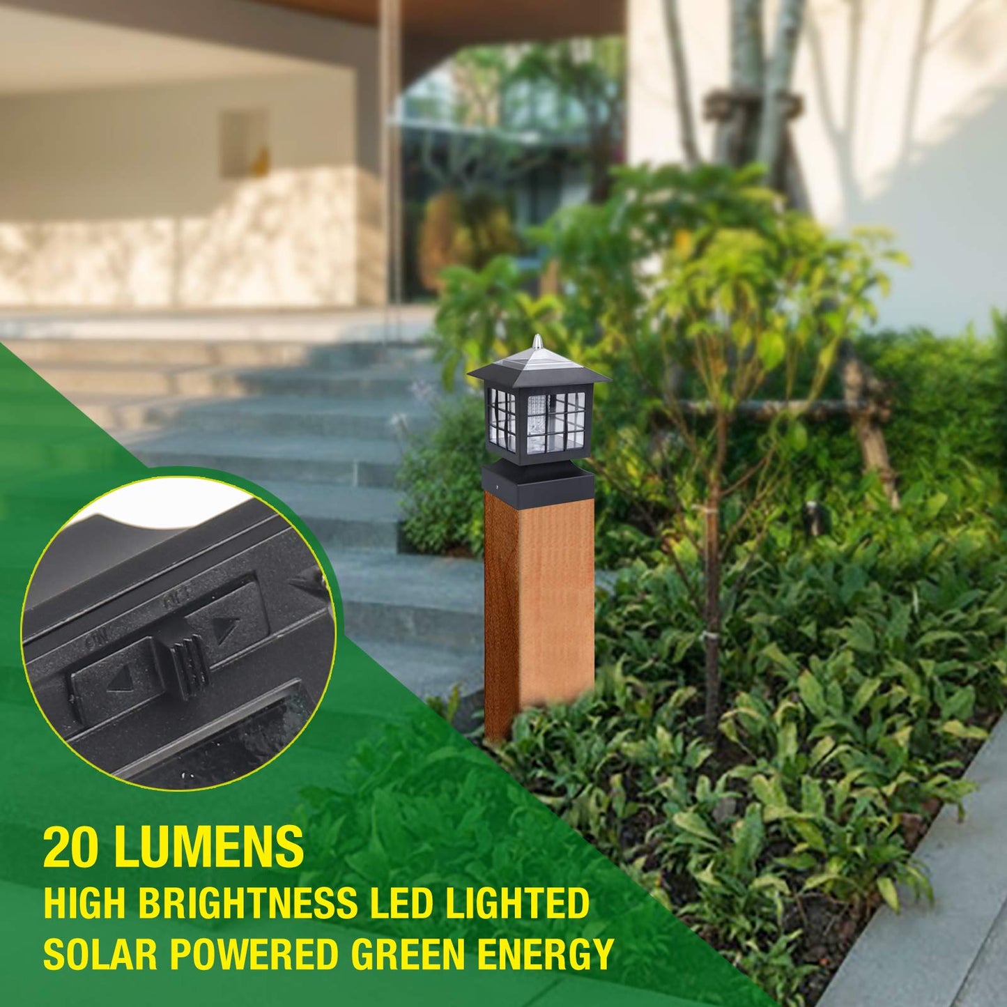 KMC KMC LIGHTING KS101X6AA Solar Post Cap Lights Outdoor for Yard Post Fence Waterproof 20 LUMENS Each 6 Pack