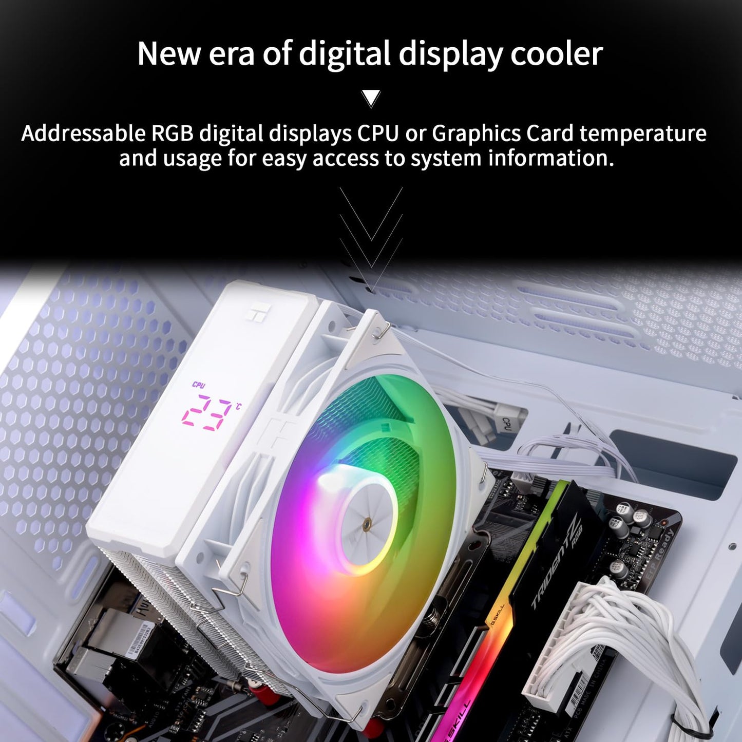 Thermalright Assassin X 120R Digital ARGB White CPU Cooler Air with 4X6mm HeatPipes, Digital Screen Top Cover,PWM Fan Heatsink CPU Cooler,151mm High
