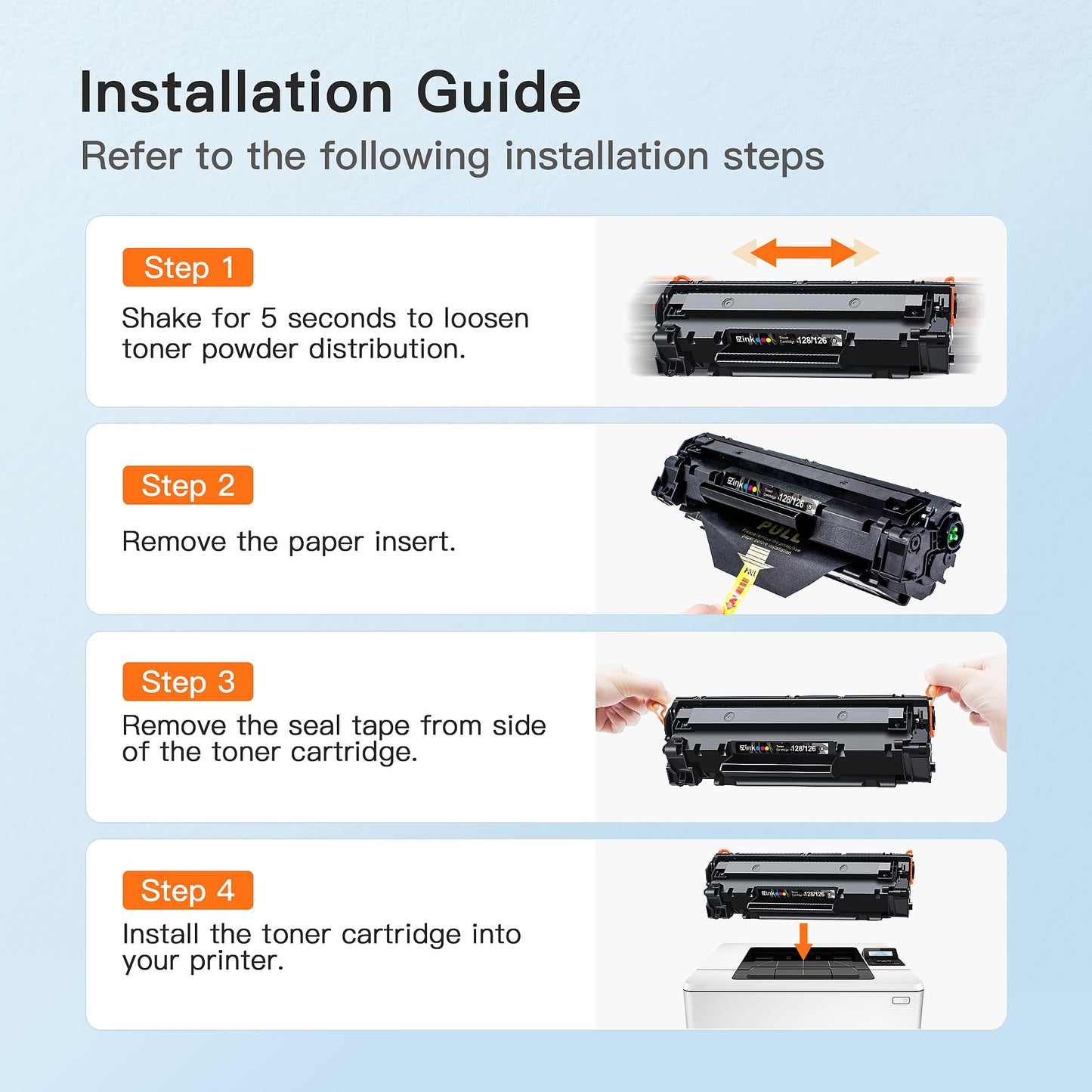 E-Z Ink Compatible Toner Cartridge Replacement for Canon 126 128 Black Toner Cartridge CRG-126 CRG-128 CRG128 for Imageclass D530 L100 L190 LBP6230DW