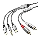 Liaoan Weiyu Three in one RCA Audio Cable, Used to Connect RCA Cable Adapter, USB C to 2 RCA Cable, 3.5mm AUX Audio Cable, Used for Power Amplifier