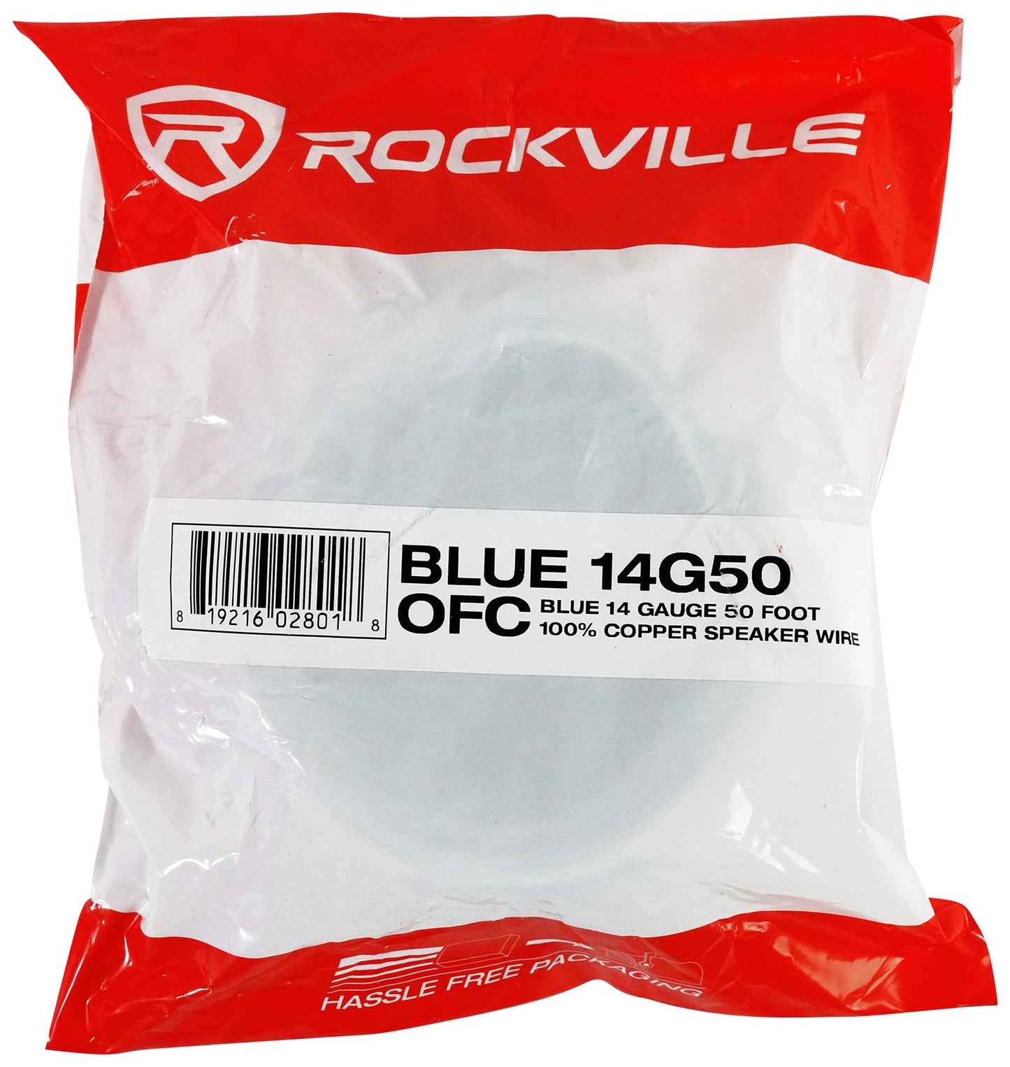 Rockville Blue 14G50 OFC 14 Gauge 50 Foot 100% OFC Copper Speaker Wire, Tinned Marine-Grade Jacket, Flexible Stranded Design, for Car, Marine, Outdoor
