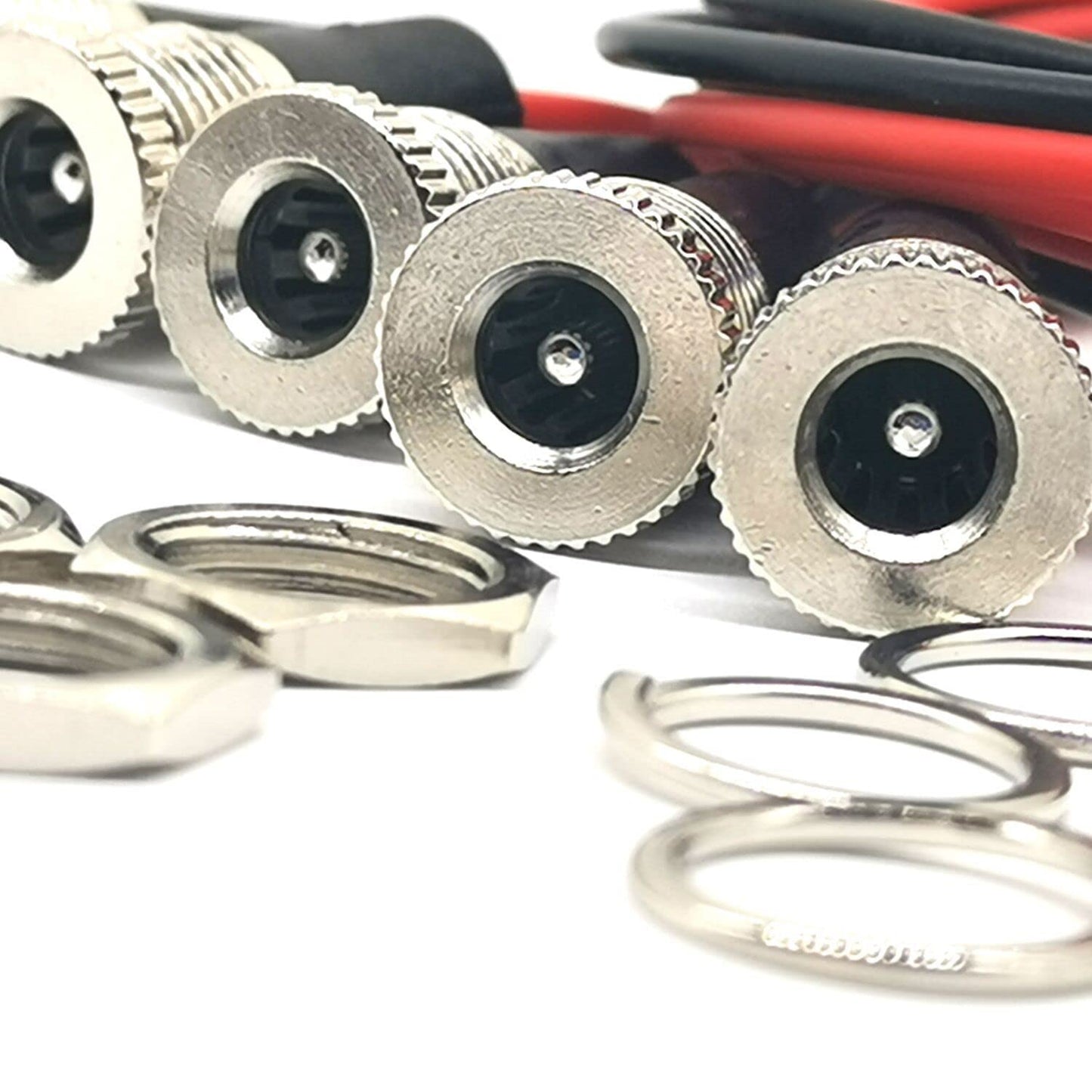 AJDPOI 5Pack DC-099 DC Female Panel Mount Charging Wire Adapter 5.5 x 2.1 MM Power Jack Cord Socket Threaded Female Mount Connector Adapter Cable