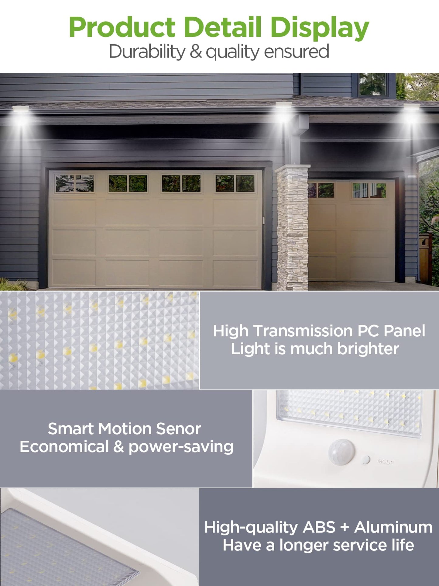 InnoGear Solar Gutter Lights Outdoor, 80 LED Wall Mount Lighting with Motion Sensor 4 Working Modes IP65 Waterproof 450 Lumens for Front Door Yard