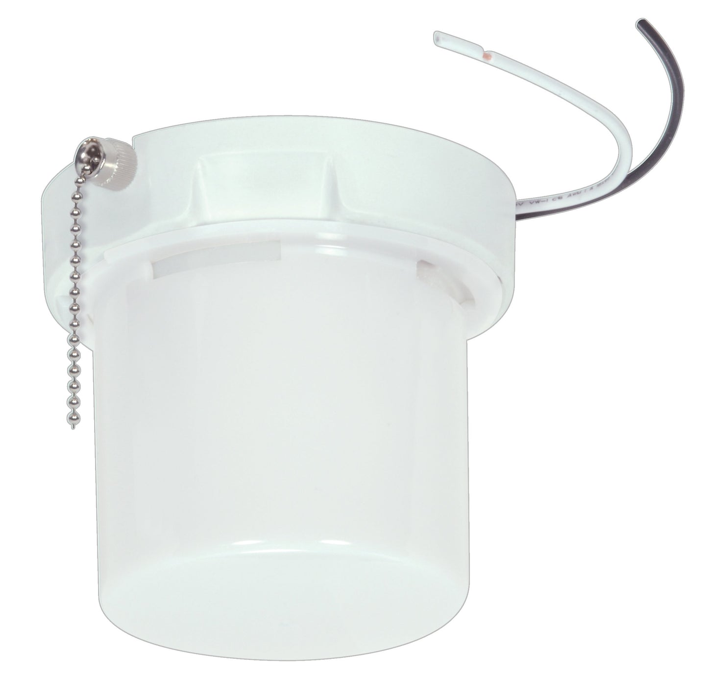 Satco 90/2632 18 Watt Squat Pull Chain Fluorescent Ceiling, Closet, Storage, Fixture with Twist-On Lexan Lens GU24 Base, Frosted, 90-2632
