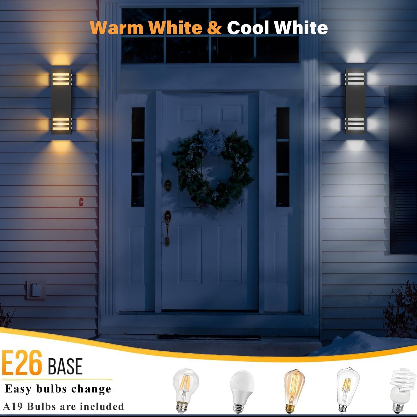 rosykite Dusk to Dawn LED Outdoor Light Fixture Wall Mount,Black Square Porch Lights Outdoor,Modern Exterior Wall Sconce Lights 13In, Bulb Includes Up