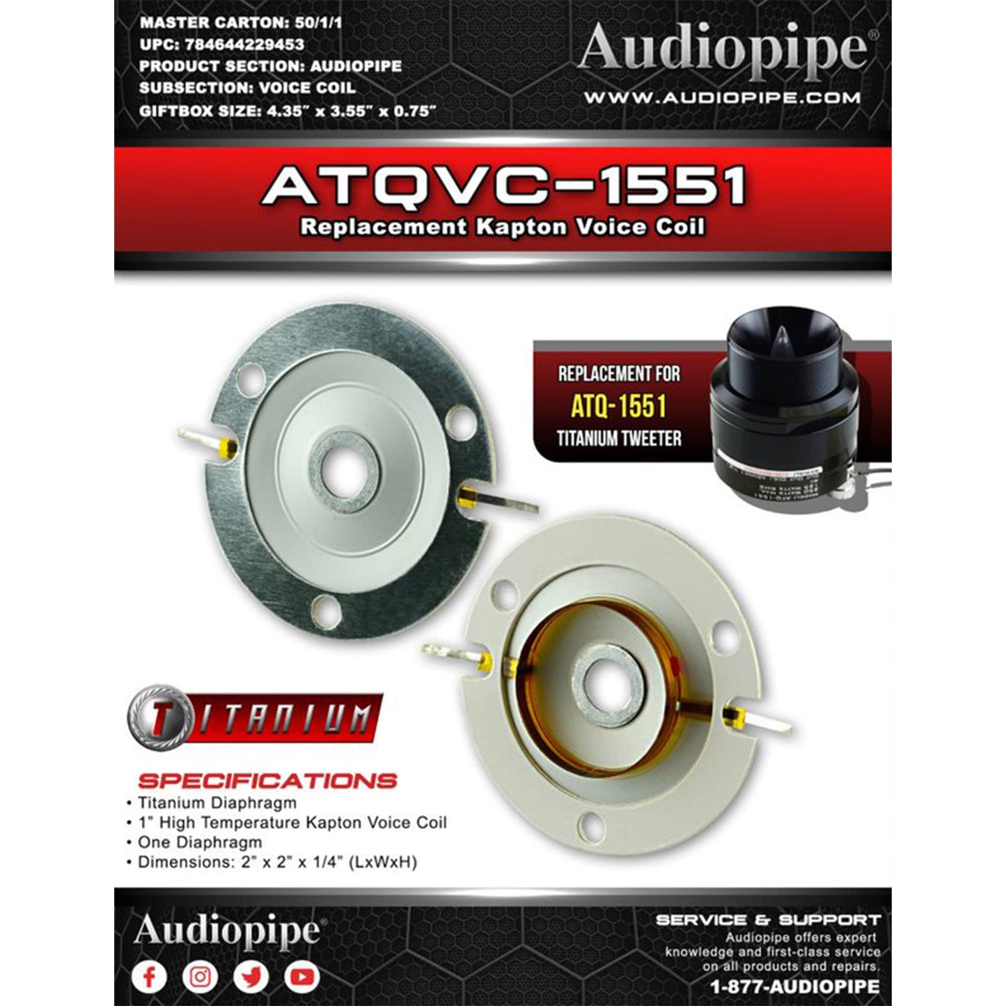 Audiopipe - Replacement Kapton Voice Coil (ATQVC-1551)