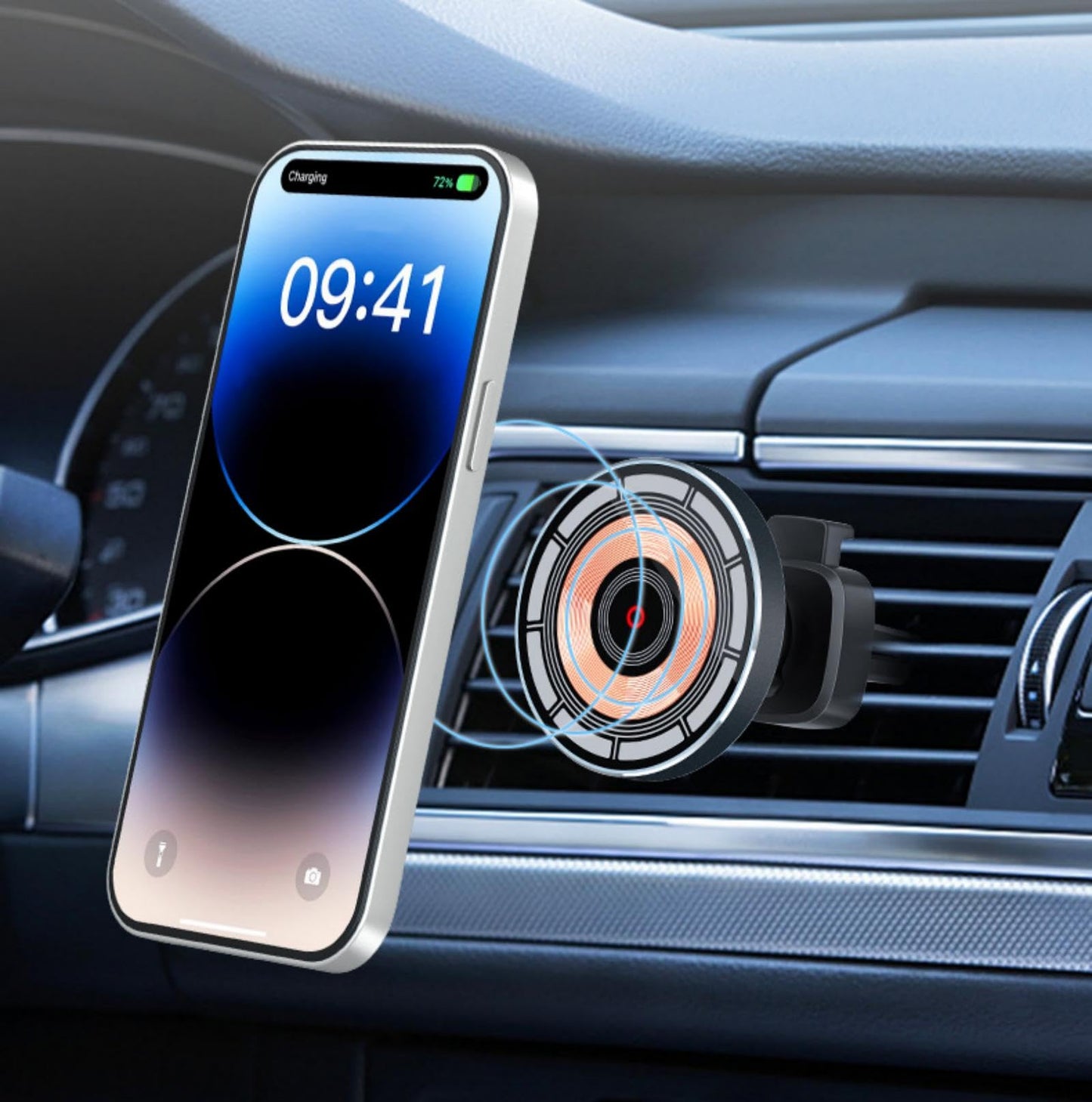 LXQTAO Car Phone Holder - Quick Charging Magnetic Car Mount Suitable for Series 12/13/14/15 - Intelligent Chip with 15W High Power Output