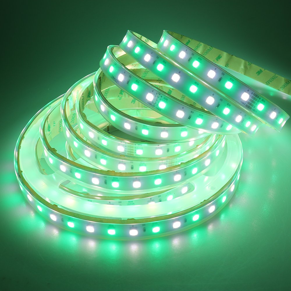 LEDENET 5050 SMD RGB+Cold White LED Strip Lights 6000K-6500K Daylight Bright LED Tape Light DC 24V 360LEDs 16.4ft Outdoor Waterproof IP67 for Wedding