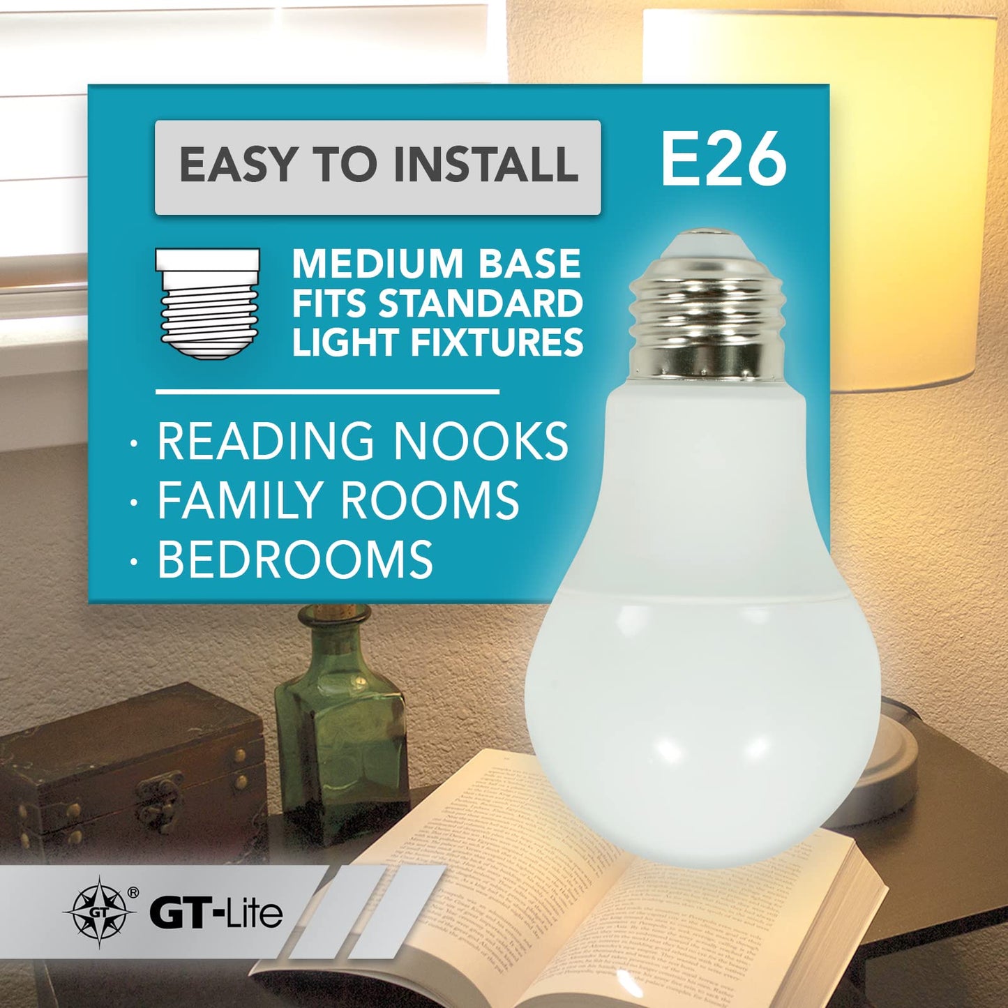 GT-Lite 10 Pack Soft White LED Light Bulbs, 60W Equivalent,9 watts 3000K, A19 Shape, E26 Medium Base,Standard Household Llightbulb for Lamps, Living