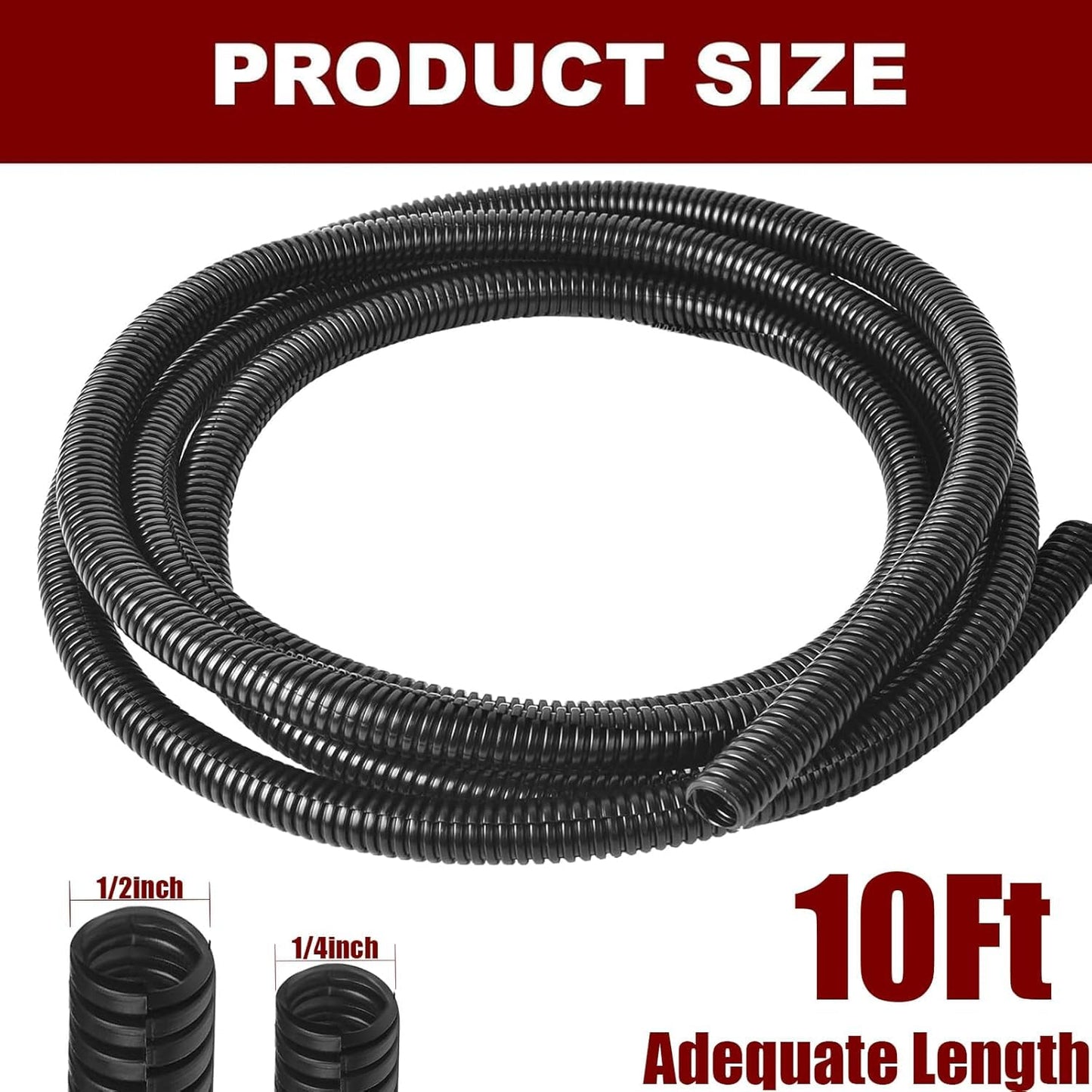 Automotive Split Wire Loom Tubing Wire Cover Flexible Conduit,Protective Split Cable Sleeves Plastic Cord Protectors for High Temperature Cable