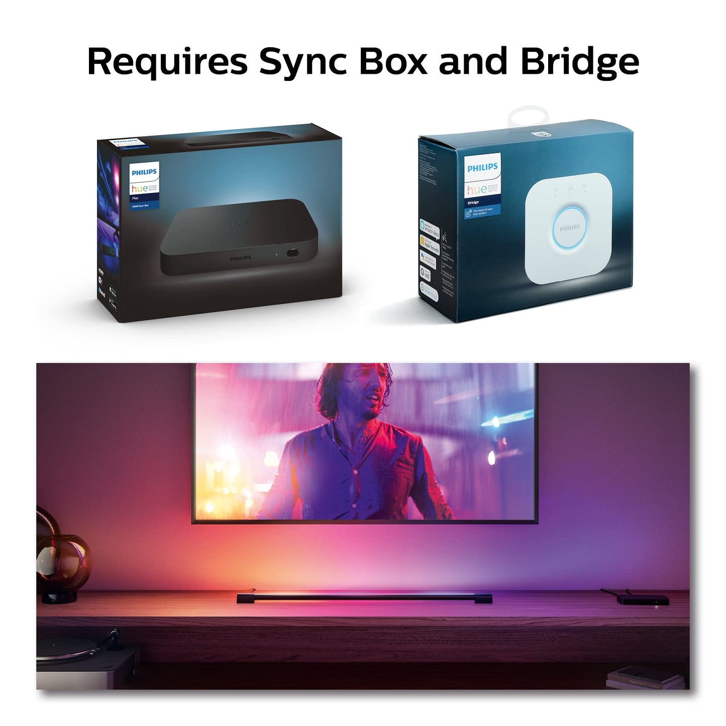 Philips Hue Compact Smart Light Tube, Black - White and Color Ambiance LED Color-Changing Light - 1 Pack - Sync with TV, Music, and Gaming - Requires