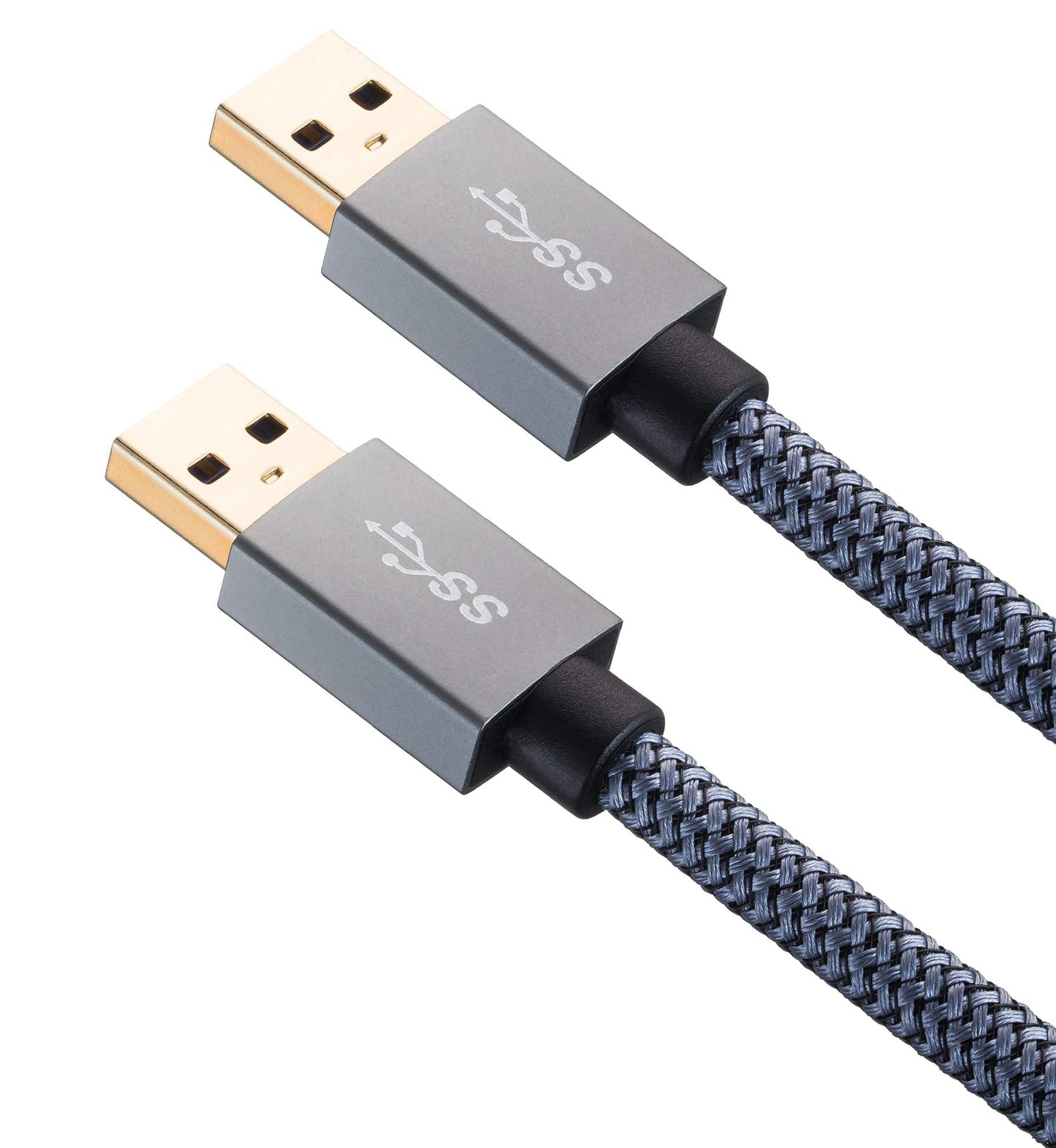 Faodzc USB 3.0 A Male to A Male Cable - 1 ft Nylon Braided Double End Cord Compatible with Hard Drive Enclosures, DVD Player, Laptop