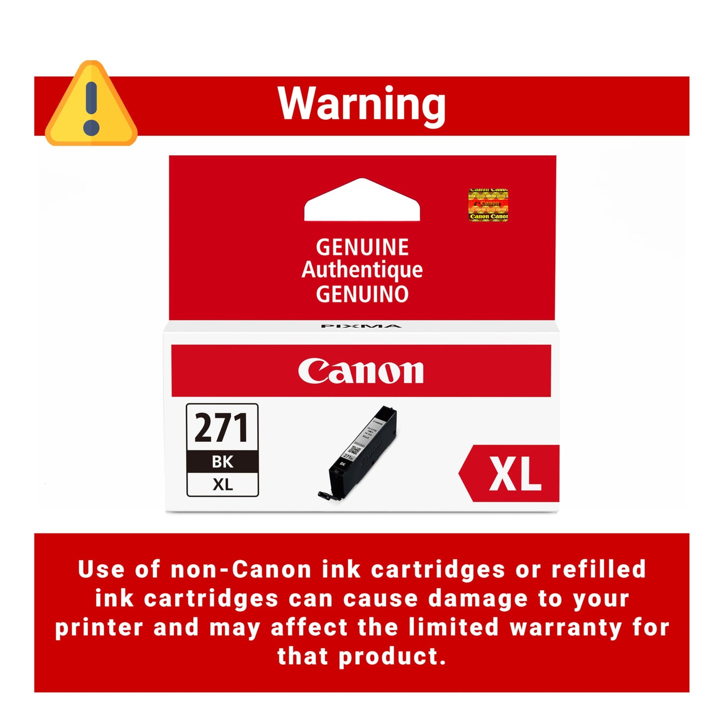 Canon CLI-271XL Genuine Black Ink Tank, Compatible with MG6820, MG6821, MG6822, MG5720, MG5721, MG5722, MG7720, TS5020, TS6020, TS8020, and TS9020