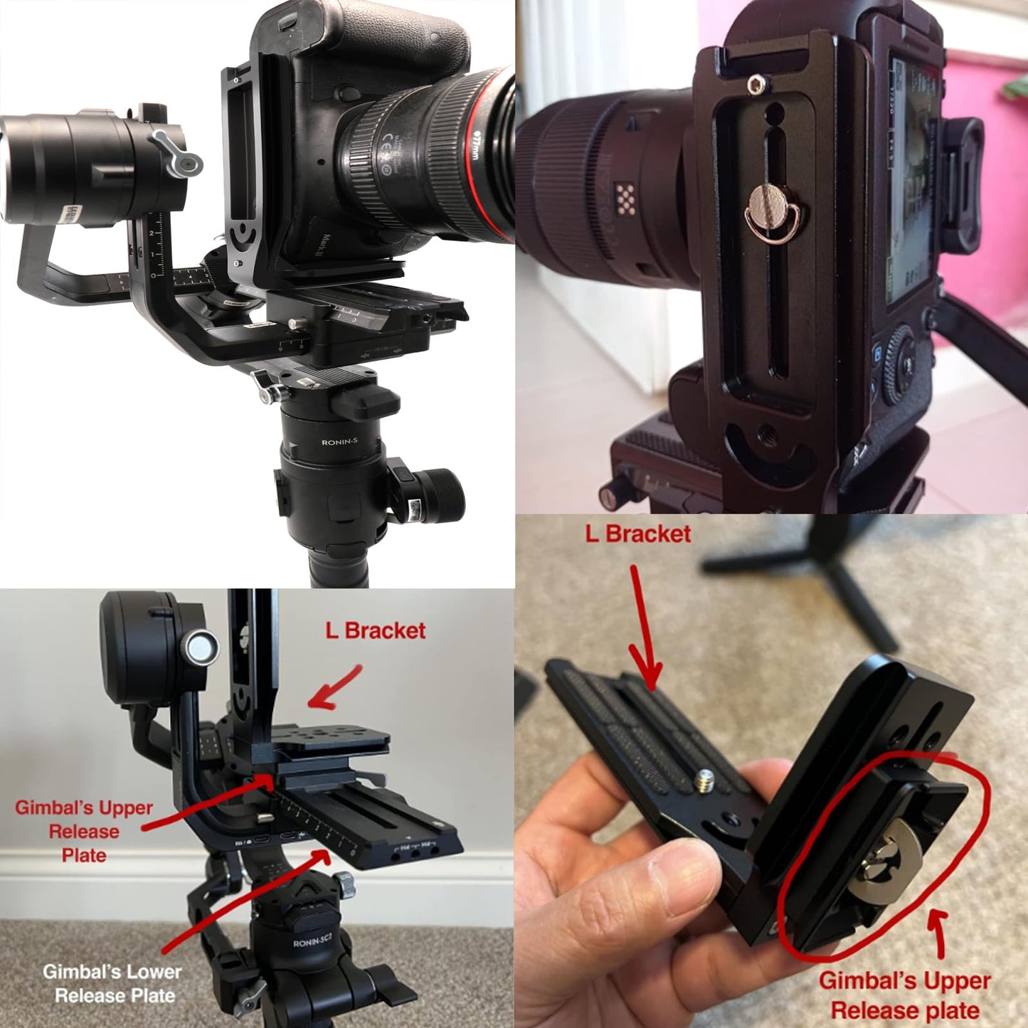 (Real Single One) DSLR Camera L Bracket Quick Release Plate Vertical Horizontal Switching Tripod Compatible with Canon Nikon Sony DJI Ronin Zhiyun