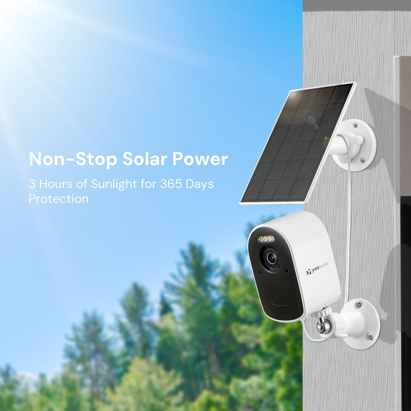 yeewise WiFi6 Solar Security Cameras Wireless Outdoor, 2K QHD Home Security System, 4-Cam Kit, 2.4&5GHz WiFi, Color Night Vision, Local Storage, IP66