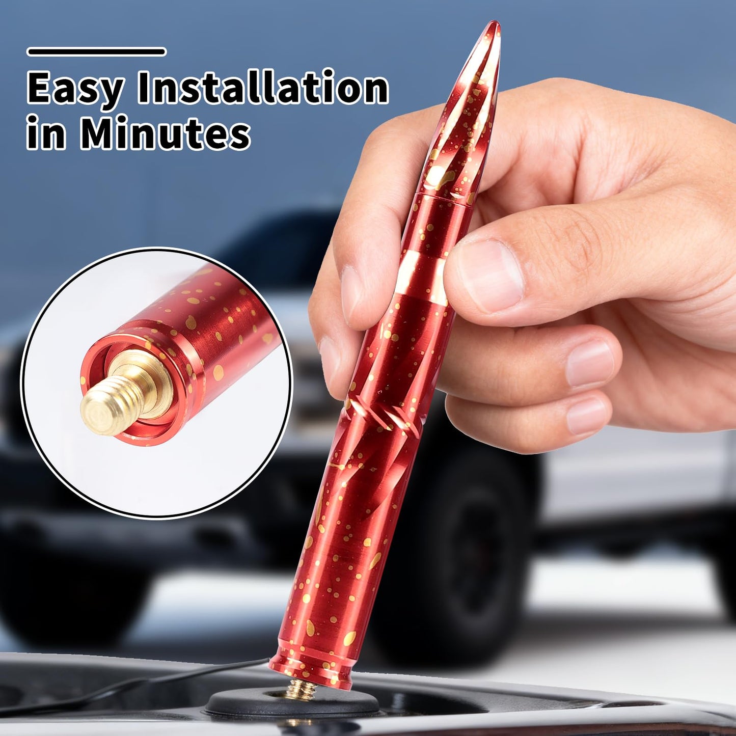 SUNEIFU Car Antenna, Short Stubby Bullet Style Mast Replacement, Premium Signal Reception Waterproof Car Stereo Aerial Compatible with Ford, Dodge