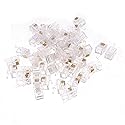 uxcell 50 Pack Modular Plug, RJ9 4P4C Male Phone Connectors Standard Jack for Telephone Handset Cord Cable Wire, Clear