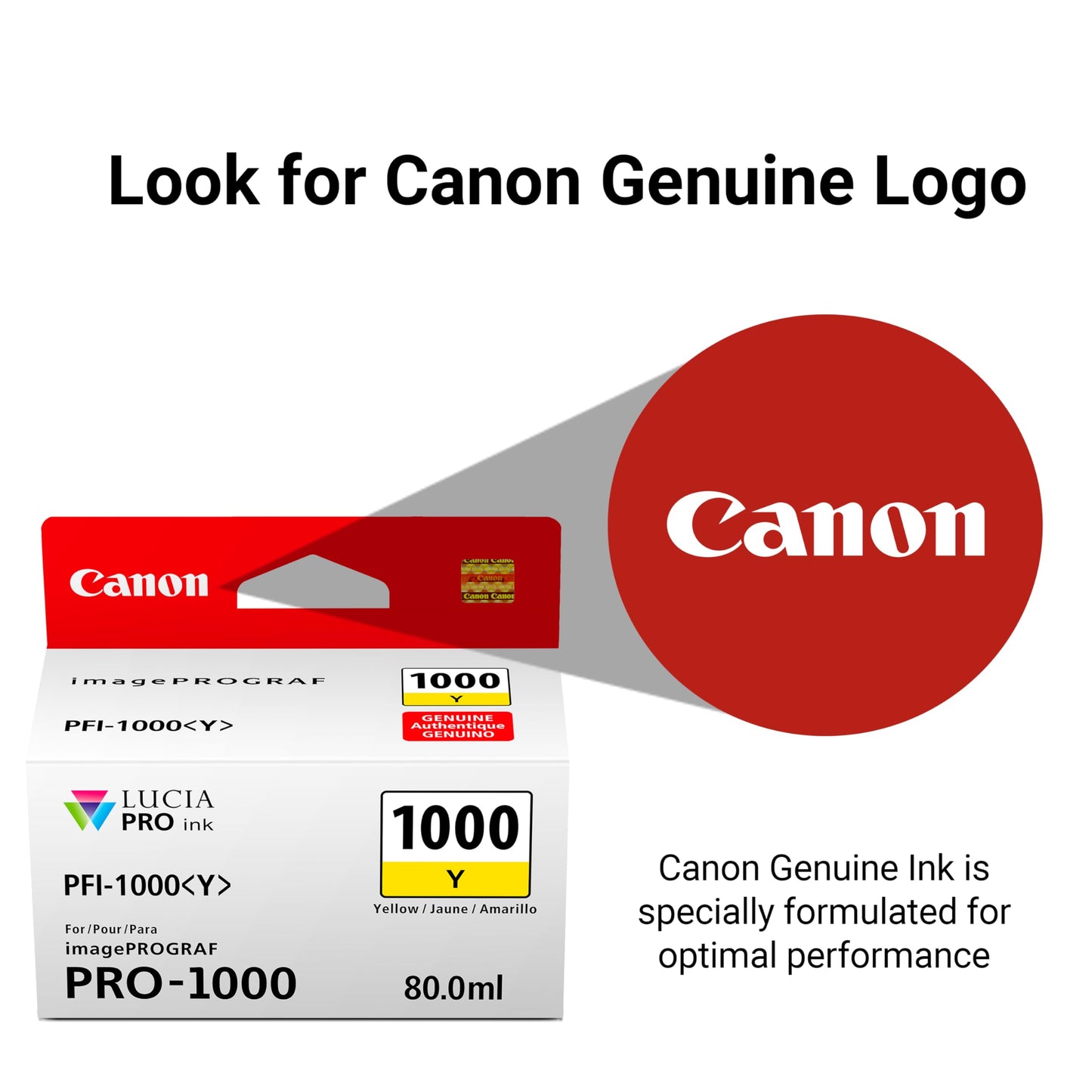Canon PFI-1000 Genuine Yellow Ink Tank, Compatible with ImagePROGRAF PRO-1000 Printers