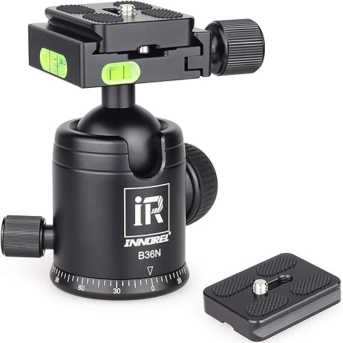 Tripod Ball Head, Camera Tirpod Ball Head Mount 36MM Diameter Ball INNOREL B36N All Metal CNC Panorama Ballhead 1/4" Screw 3/8" Hole for DSLR Camera
