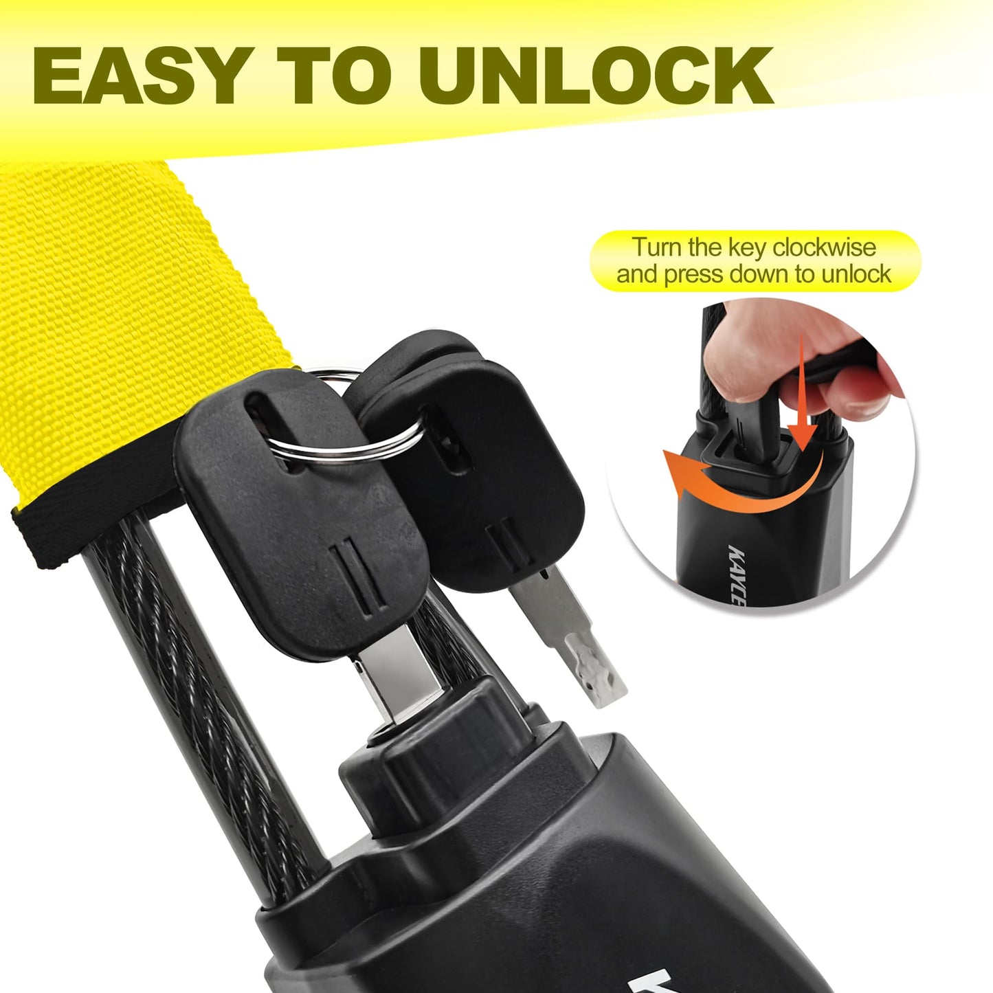 KAYCENTOP Car Steering Wheel Lock, Seat Belt Lock, Anti-Theft Device, Max 17 Inch Length, Small and Light-Weight, Multi-Functional, Fit Most Vehicle