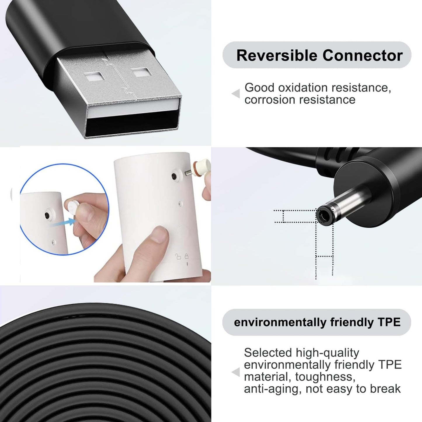 WZHENB 2 Pack Indoor/Outdoor DC Power Adapter Plug Charger for Ring Stick Up Cam Plug-in Camera & Ring Spotlight Cam, Pan Tilt Stick Up Camera