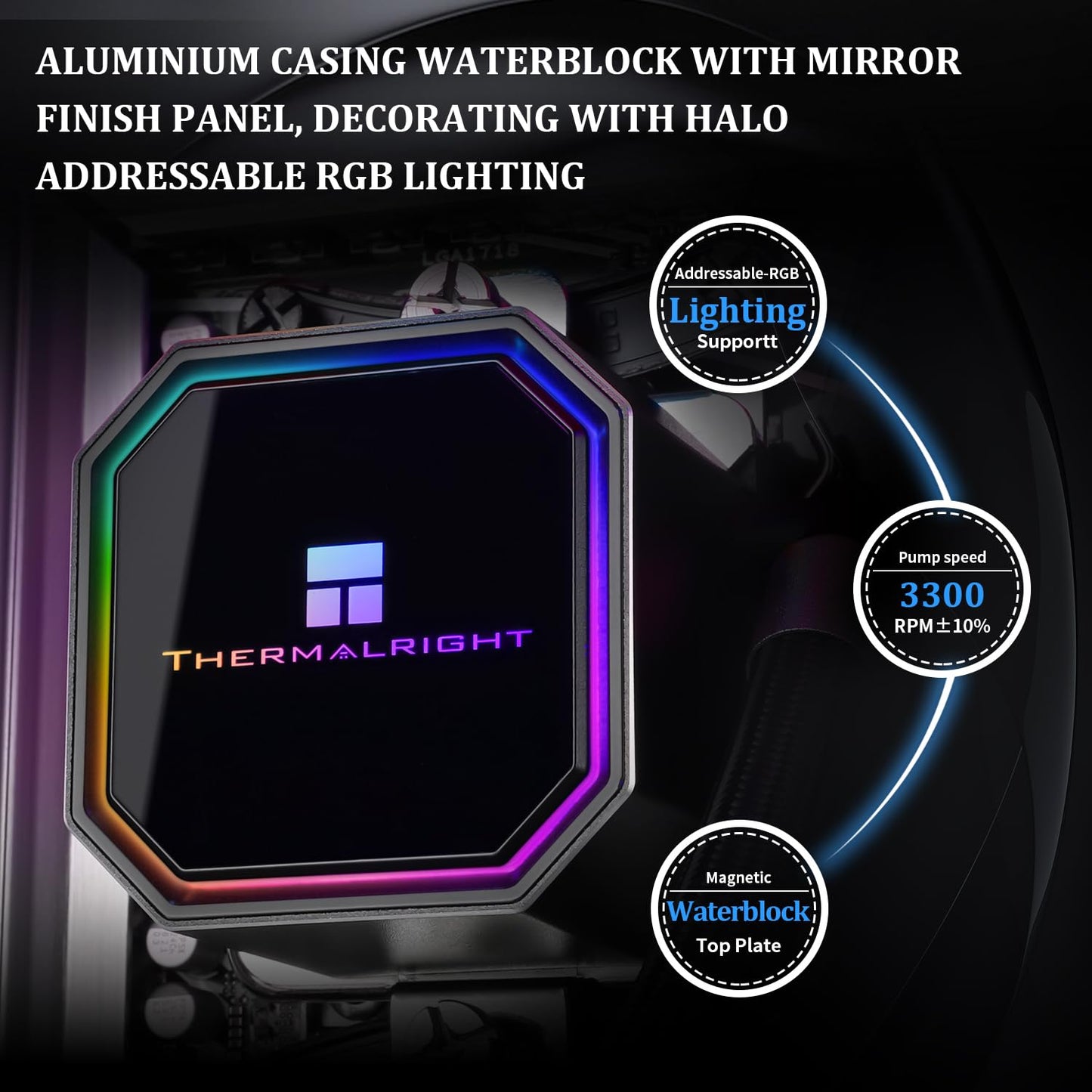 Thermalright Frozen Prism 360 Black AIO Water Cooler,Liquid CPU Cooler, 3×120mm PWM Fans Water Cooling System,1850RPM High Speed,Compatible