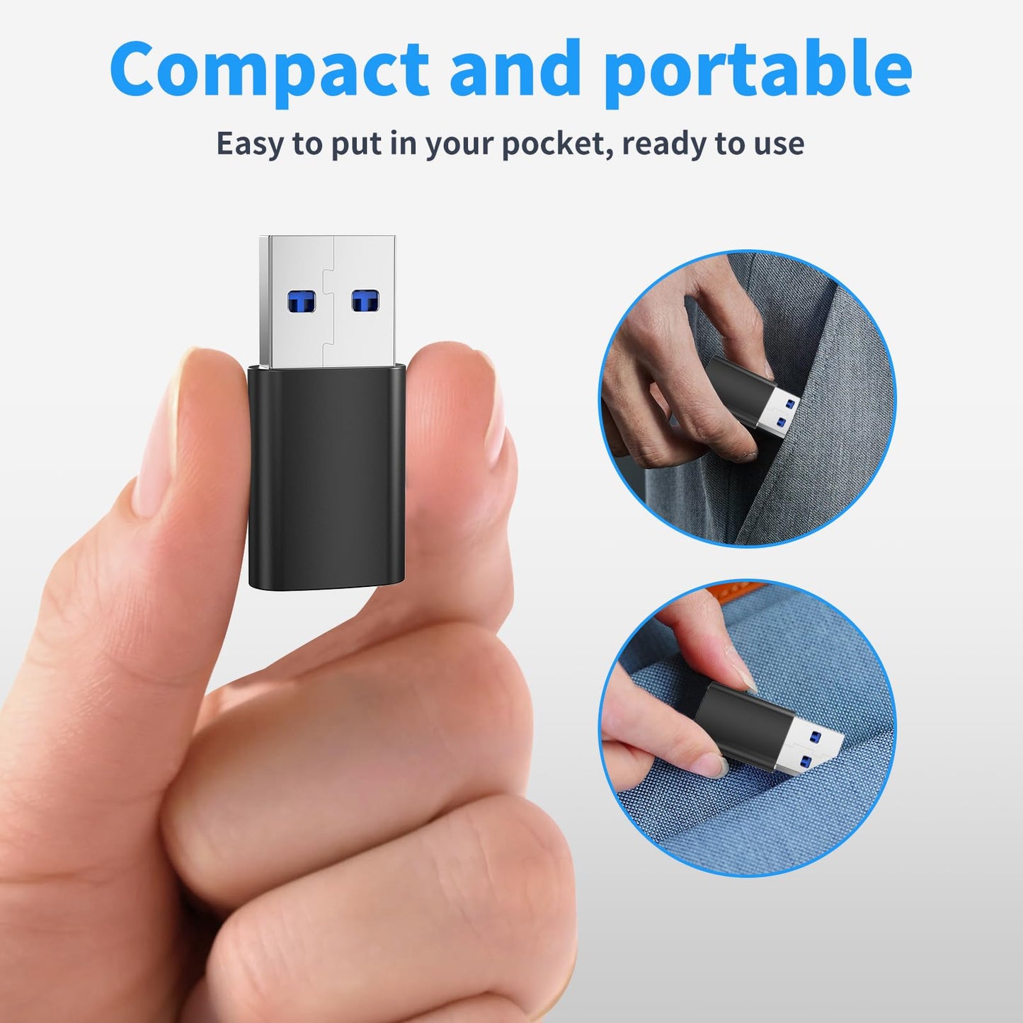 Cluoshu 6PCS Upgraded USB 3.0 to USB C Adapter, Compatible with Samsung, iPhone, IPad, Power Bank and More USB C Devices.
