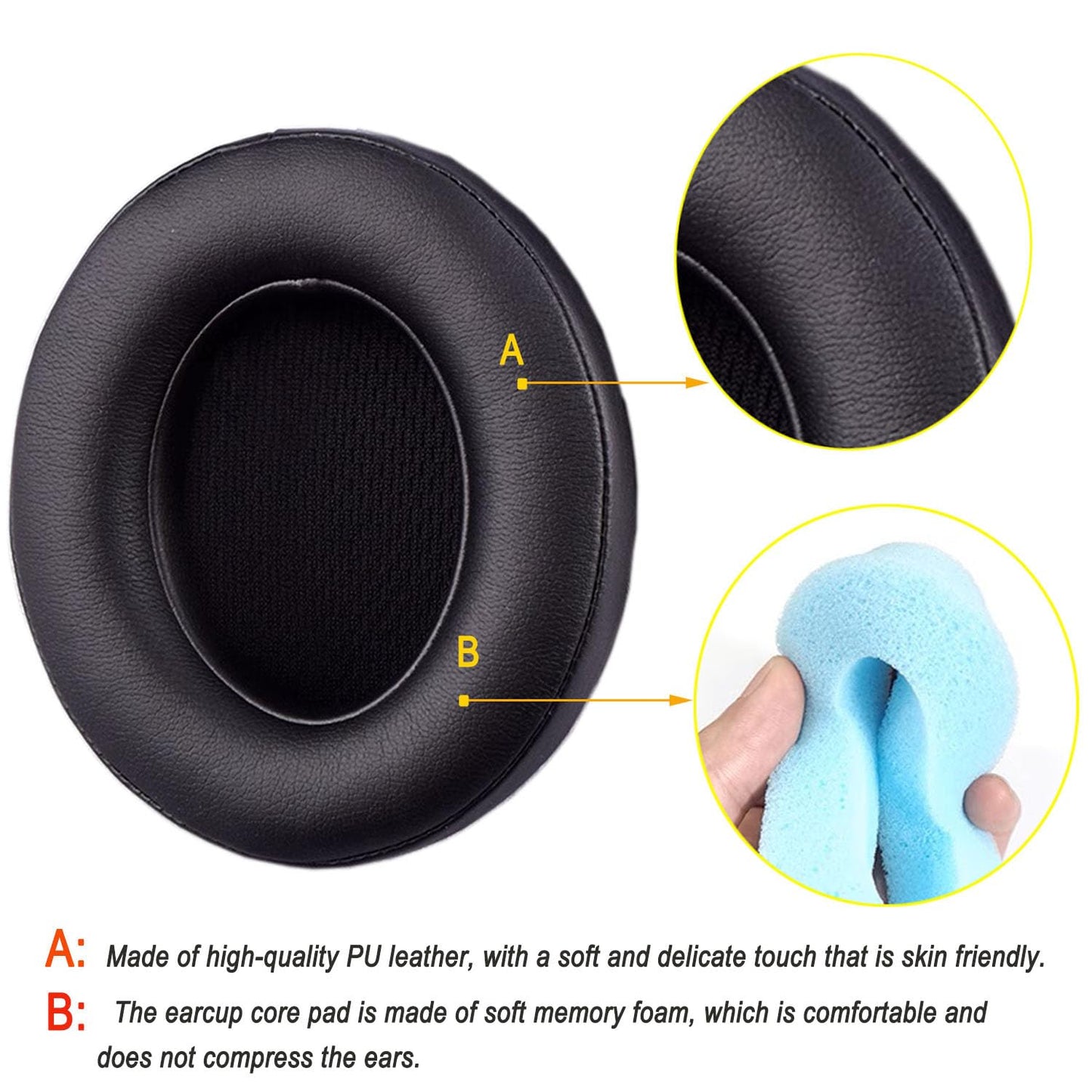 Replacement Ear Pads for Beats Studio 2 & Studio 3 Wired & Wireless Headphones Cushions withSoft Protein Leather, Noise Isolation Memory Foam(Titanium