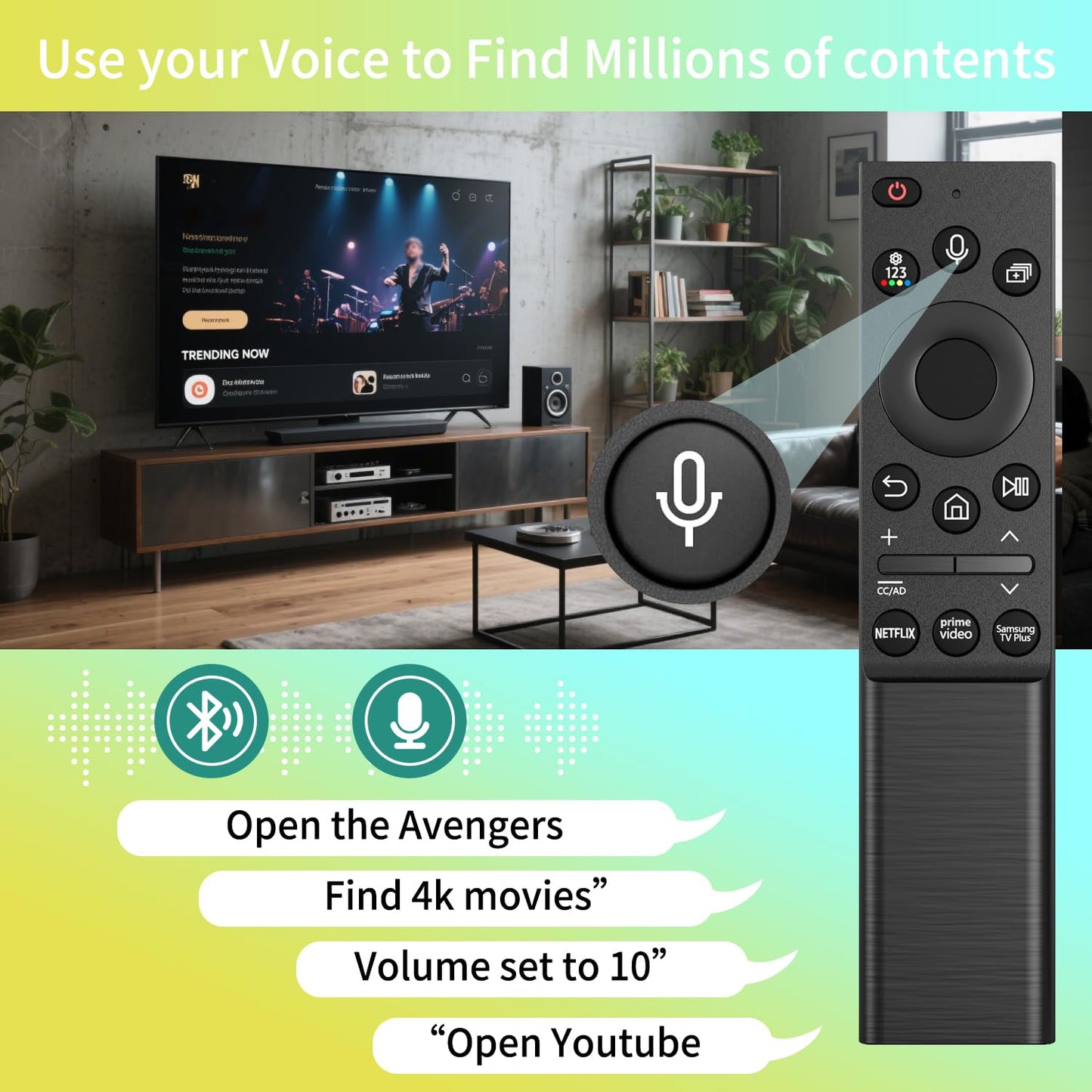 BN59-01357A Voice Remote Control Replacement fit for Samsung Smart TVs Compatible with Samsung QLED Series Smart TV Also BN59-01357F BN59-01357P Full