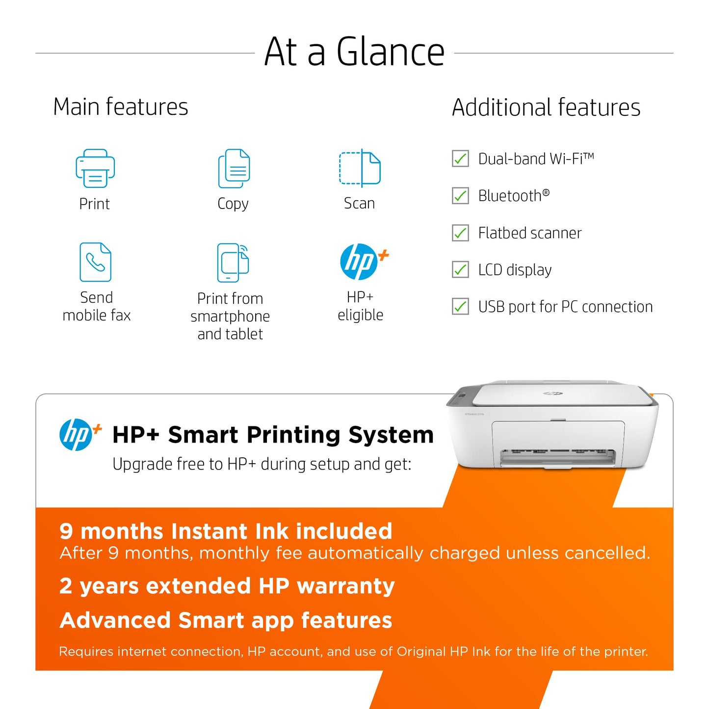 HP DeskJet 2723e All-in-One Printer with Bonus 9 Months of Instant Ink