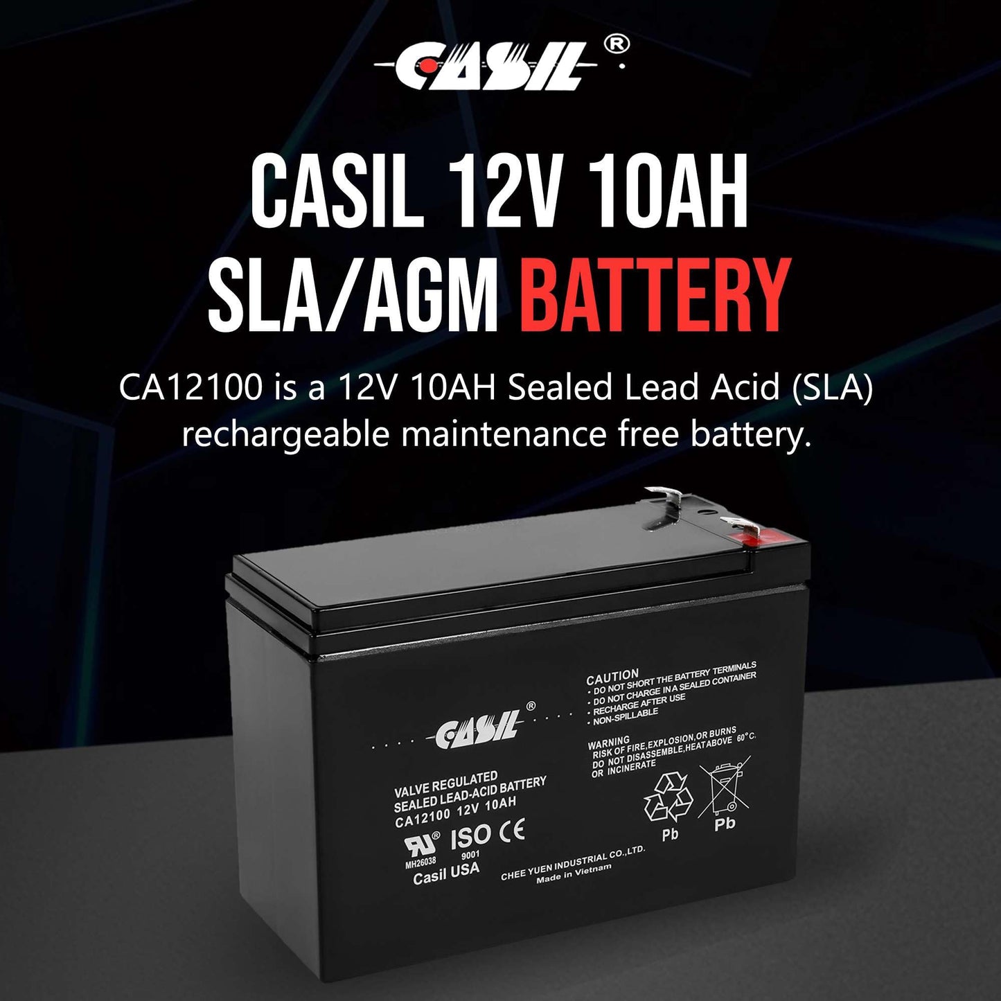 Casil 12v 10ah Replacement Battery Compatible with Ritar RT12100