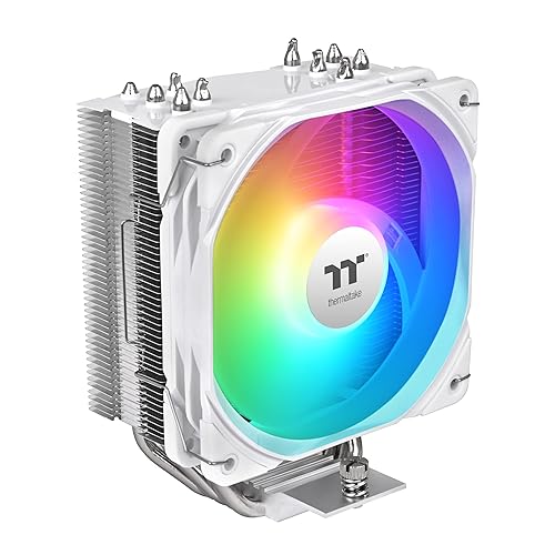 Thermaltake UX500 ARGB White CPU Cooler; 5xØ6mm Copper Heatpipes; 120mm PWM Fan; 700~1800 RPM; Intel/AMD Compatible; Single Tower; 260W TDP; White