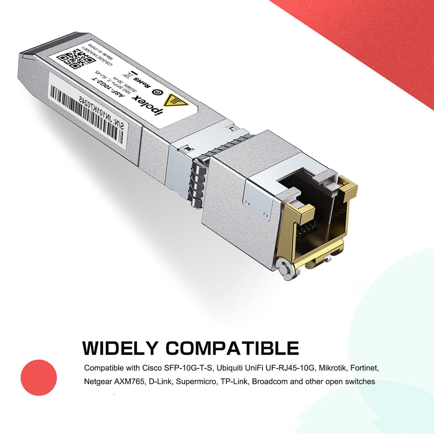 ipolex SFP+ to RJ45 10Gb Module, Support 1G/2.5G/5G/10GBase-T RJ45 SFP+ Module, Compatible for Cisco SFP-10G-T, Ubiquiti UACC-CM-RJ45-MG, Mikrotik