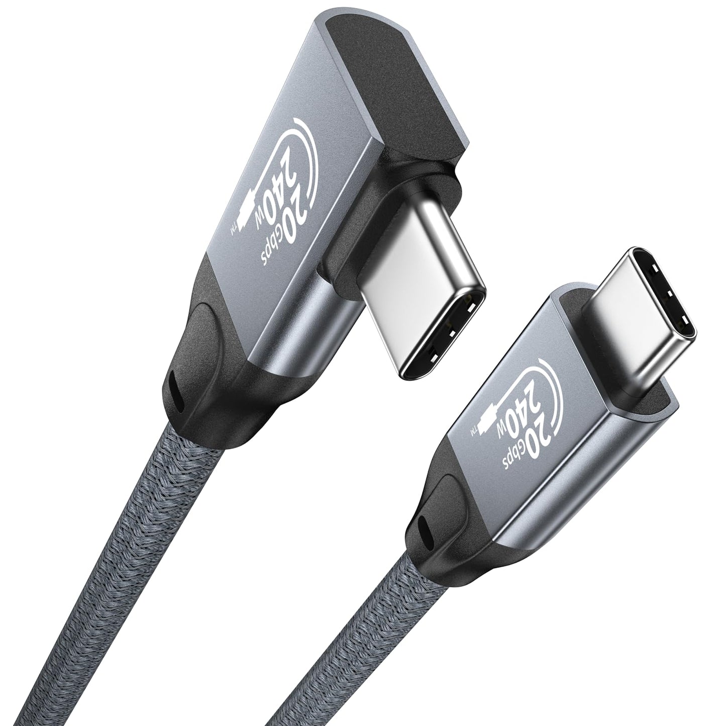 QCEs USB C Monitor Cable Right Angle 3.3FT Video Output to Portable Monitor 8K USB C 3.2 Gen 2x2 Video Cable 20Gbps Data Transfer, 240W PD Charging