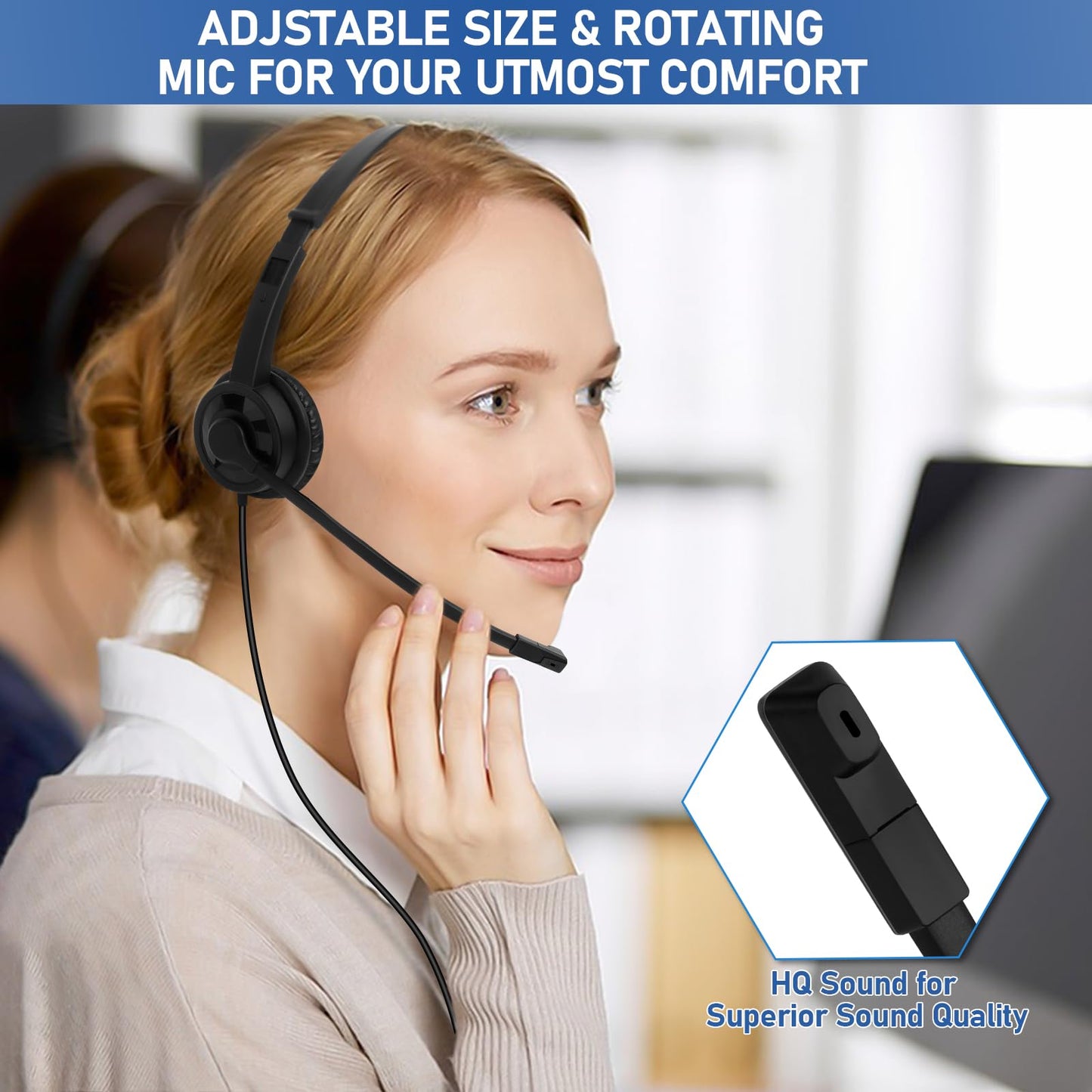 XOSDA Headsets with Microphone 5 Pack Bulk- Noise Canceling Computer Headphones for School, Office, Meetings, Chat, 3.5mm Wired PC Headphones