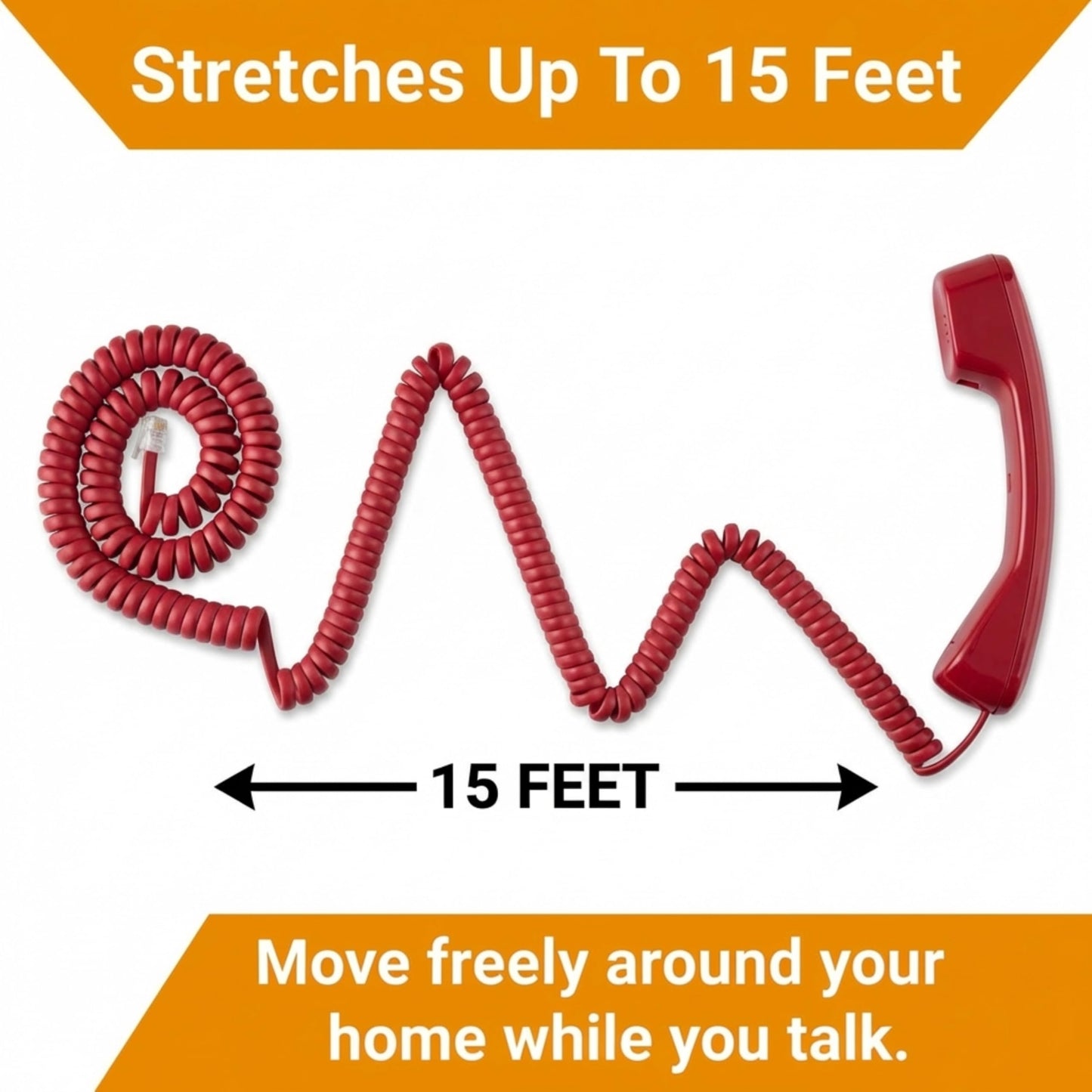 Phone Cord for Landline Phone - Tangle-Free, Handset Curly Telephones Land Line Cord - Easy to Use + Excellent Sound Quality - Telephone Cords