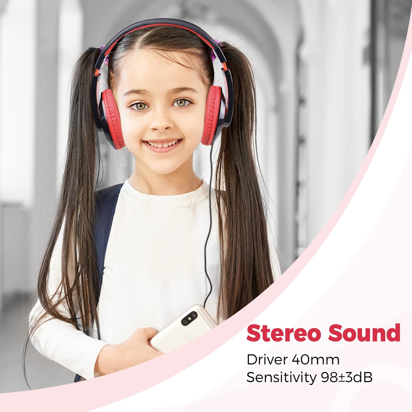 rockpapa Comfort Kids Headphones for School, Lightweight Childrens Boys Girls Teens Over-Ear Headphones Wired 3.5mm for CD DVD Player Tablet Phone…
