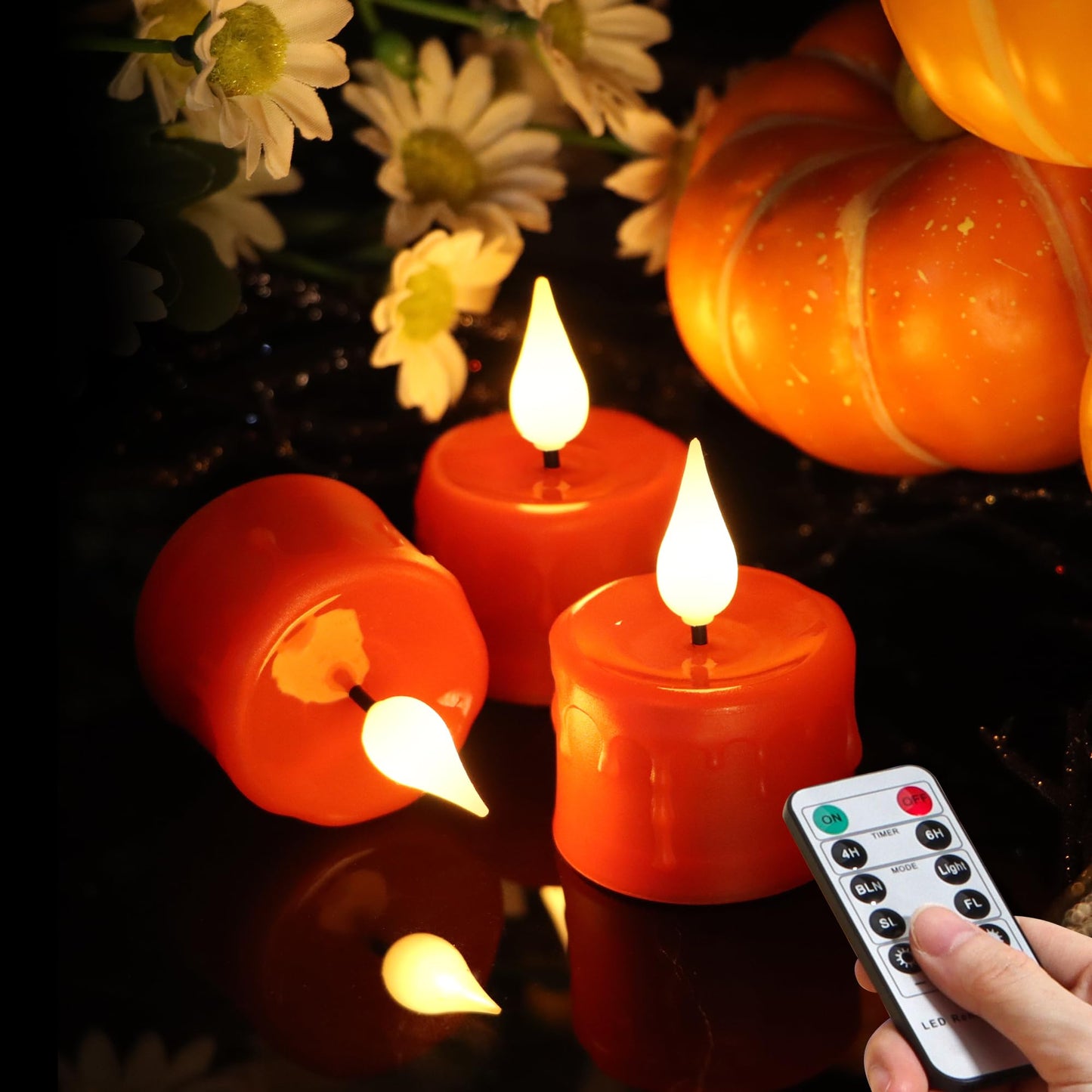 Yunsheng 12PCS Red Rechargeable LED Tea Lights Candles with Remote, 3D Wick Flickering Flameless Votive Tea Lights, Warm White Electric Fake Candles