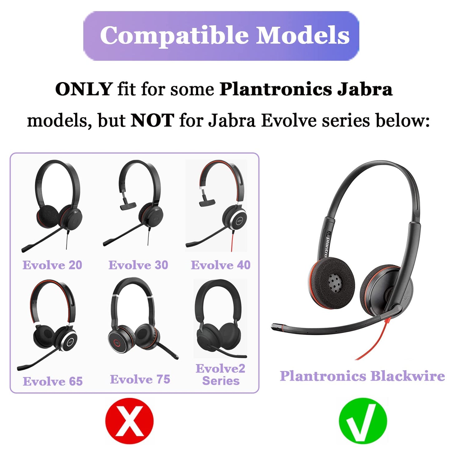 Ear Cushions for Plantronics Headset Earpads Replacement Foam Ear Pad Designed for Plantronics HW251N HW261N HW510 HW520 Blackwire C320 3210 3220 3320