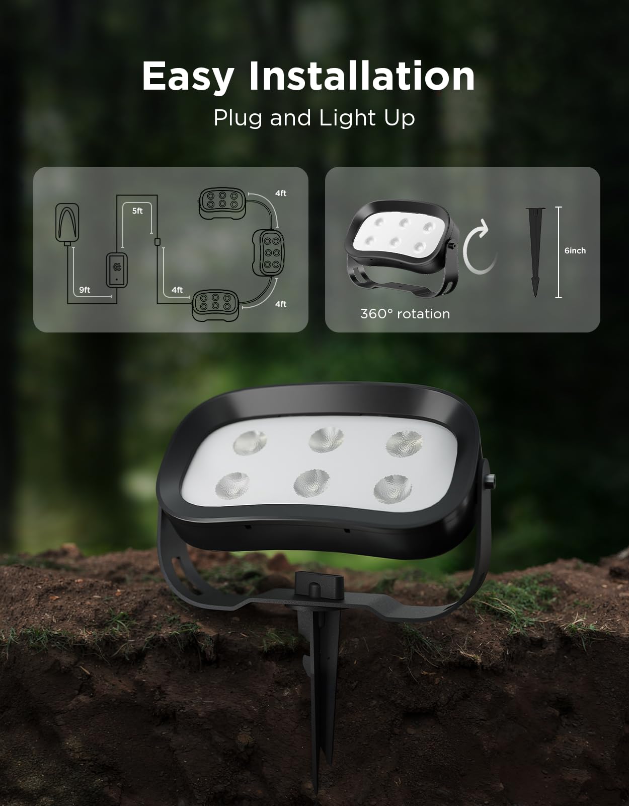 Govee Outdoor Tree Lights 3-Pack, RGBWIC LED Landscape Lighting, Outdoor Lights for Yard Garden Patio, 66 Scene Modes for Holiday Party and Event, App
