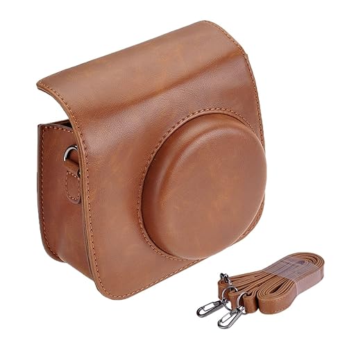 Yoption Vintage Camera Case Compatible with Fujifilm Instax Mini 11/9/8/8+ Instant Film Camera Adjustable Shoulder Strap (Brown)