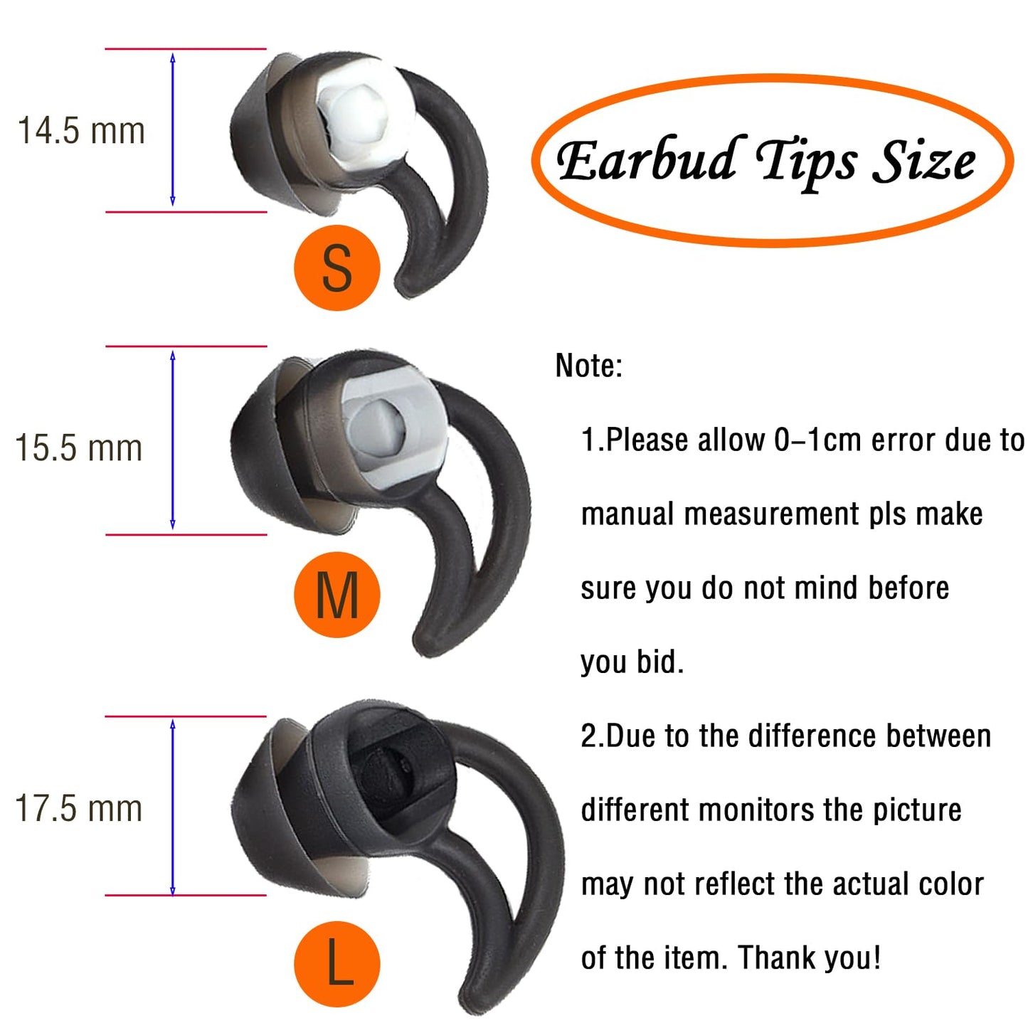 WKYMY Silicone Replacement Earbud Tips Earbud Covers Compatible with Bose QC20 QC20i SoundSport SIE2i IE2 IE3 Headphone Ear Tips Rubber Tips 3 Pairs S
