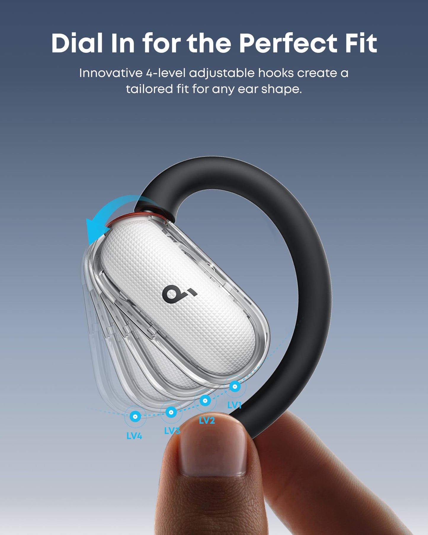 Soundcore V40i by Anker, Open-Ear Headphones, Clear Design, Lidless Case, 4 Adjustable Positions for Every Ear Size, Richer Bass, IP55, 21H Playtime…