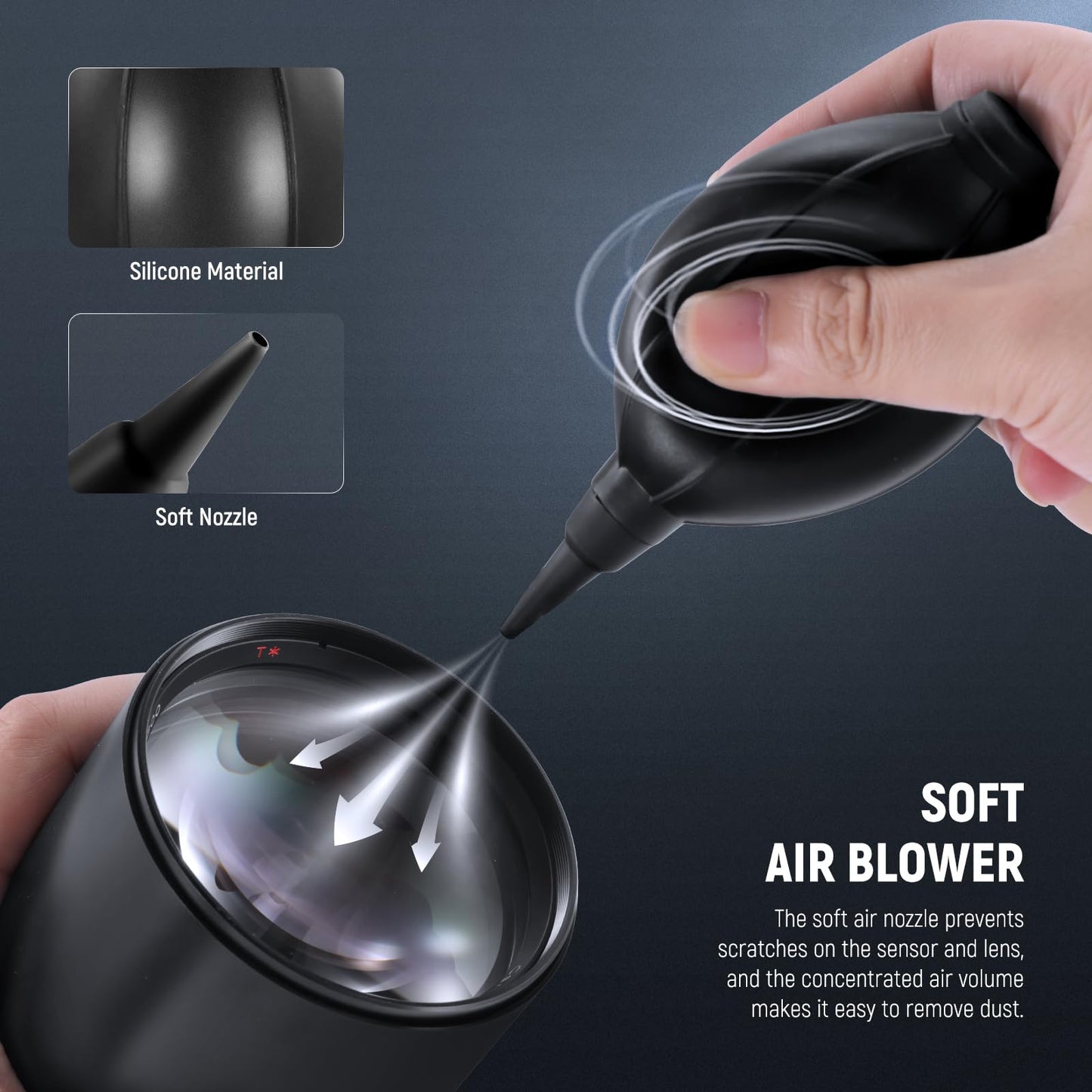 NEEWER 5 in 1 Camera Lens Cleaning Kit, 1x Lens Brush Pen + 1x Air Blower + 1x 24mm Full Frame Sensor Swab + 2X Cleaning Cloth, for Electronics