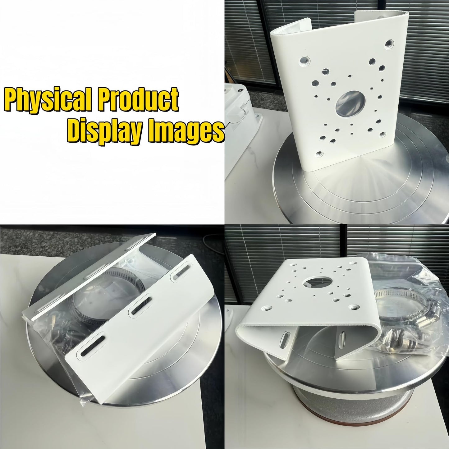 BeElion Pole Column Vertical Pole Mount Bracket for CCTV Dahua Wall Mounts Dome Security Cameras- Adjustable 80-150mm Hoop, 10KG Heavy Duty
